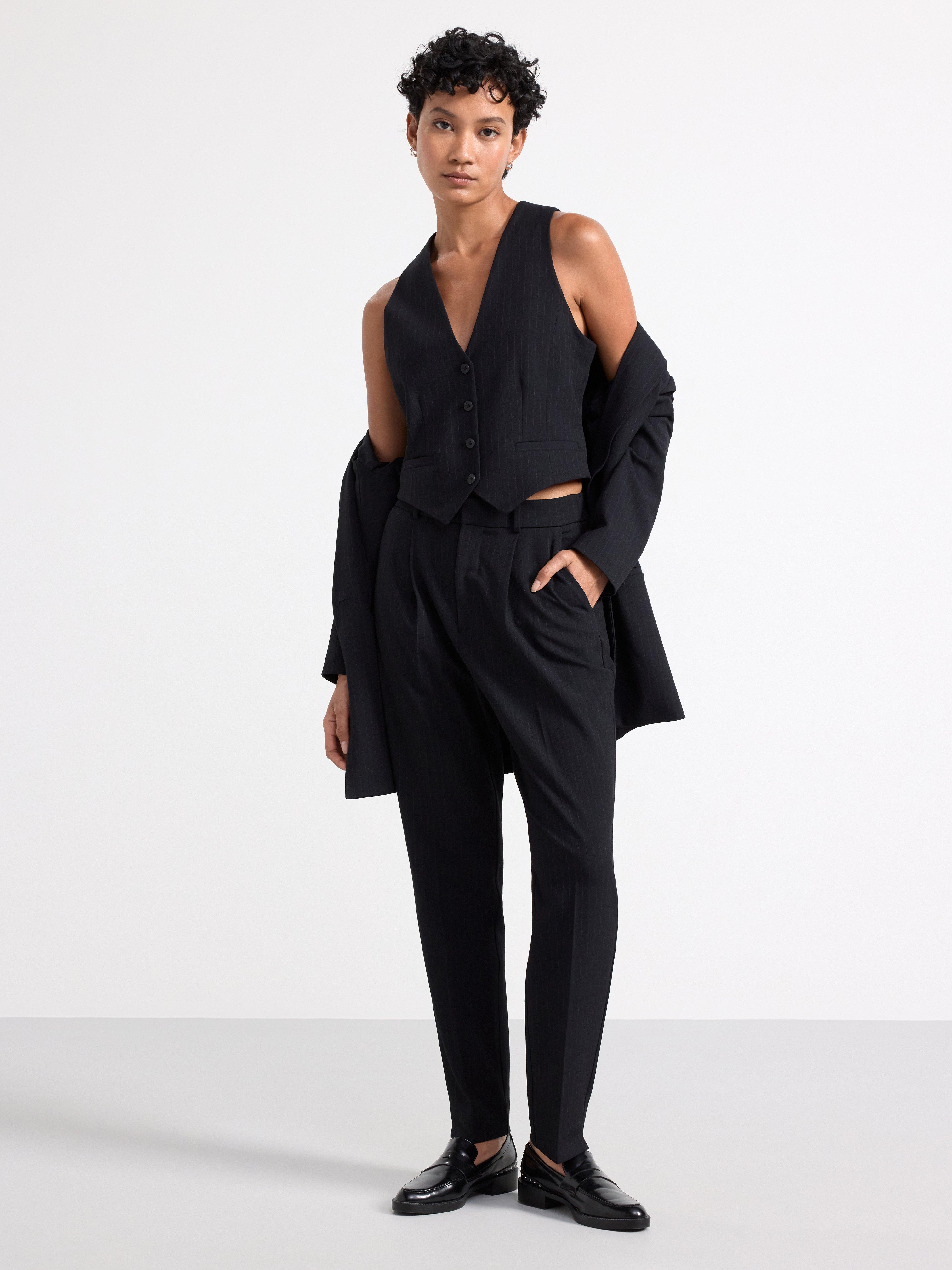 Pinstriped Waistcoat Black