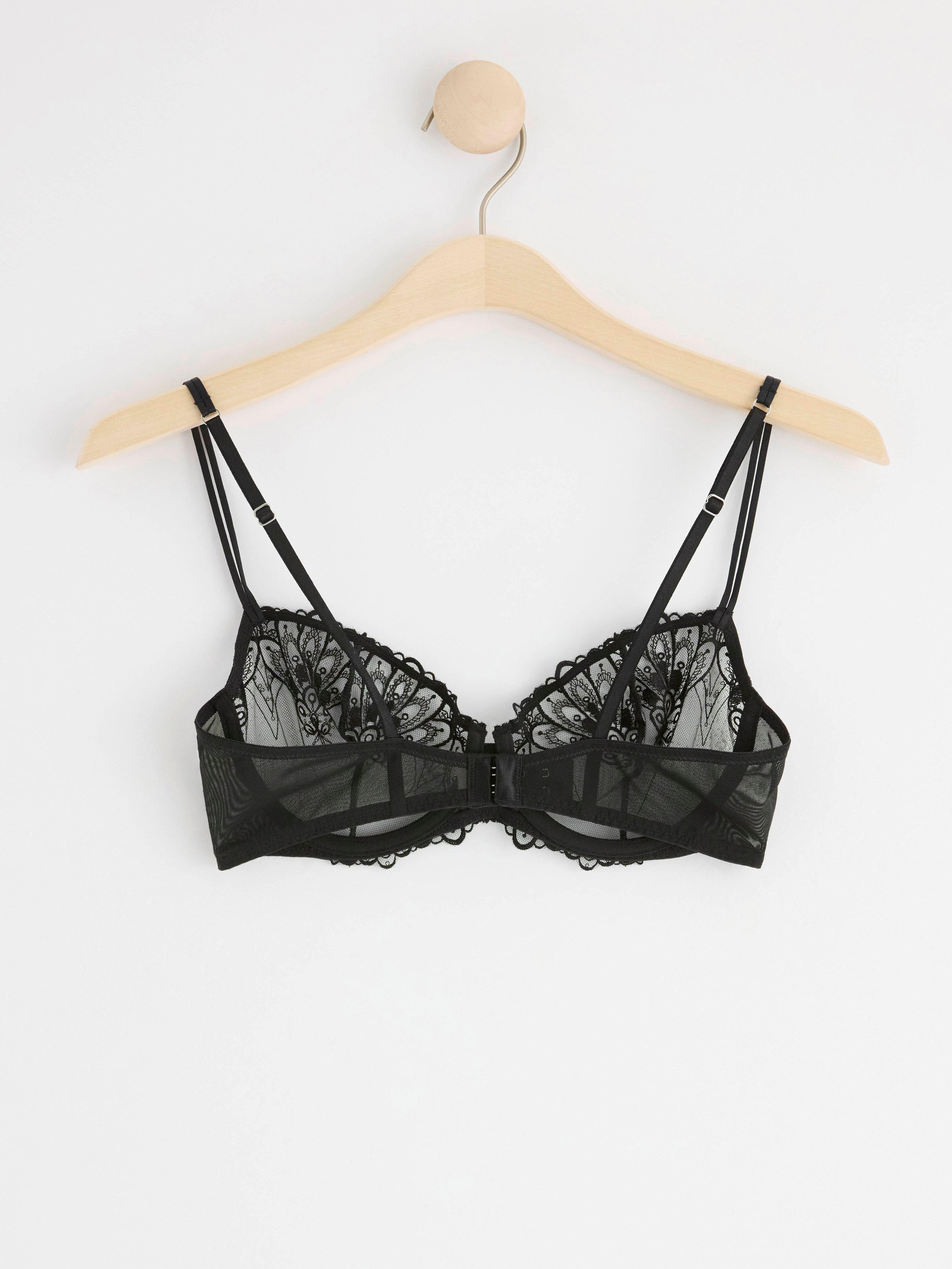 Senna unpadded bra with lace Black