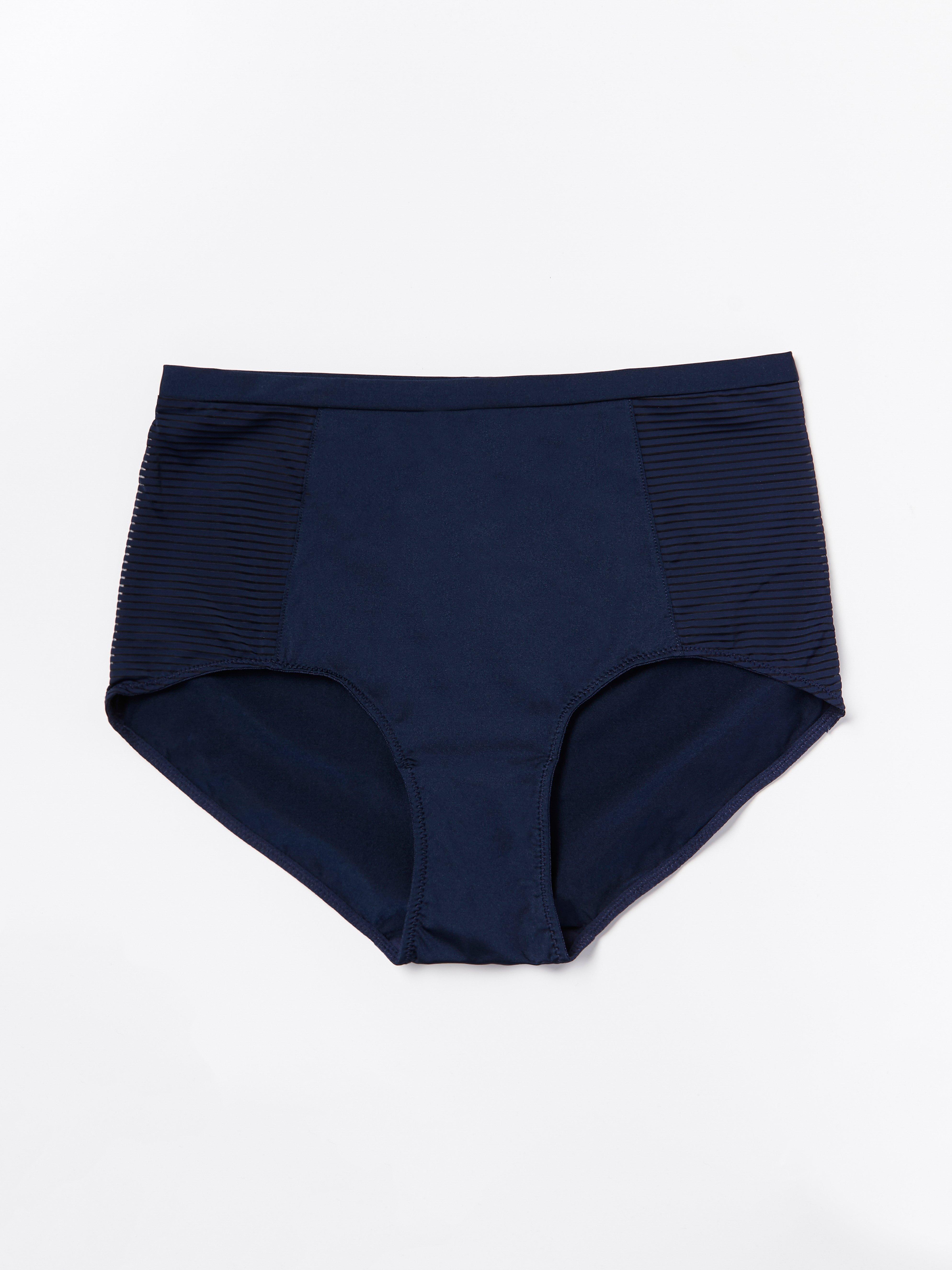 High waist brief with striped mesh Navy