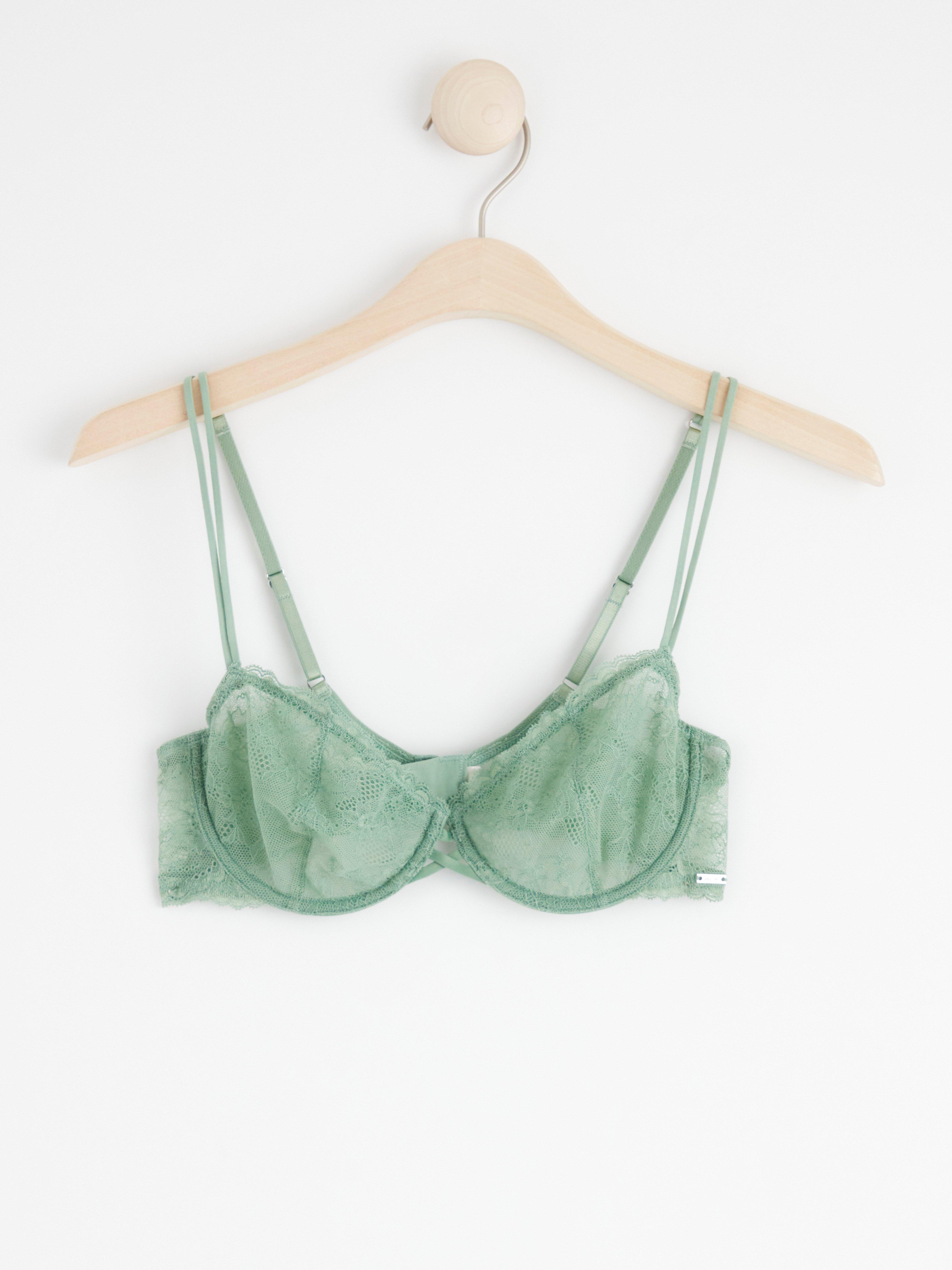 Senna unpadded bra with lace Light Dusty Green