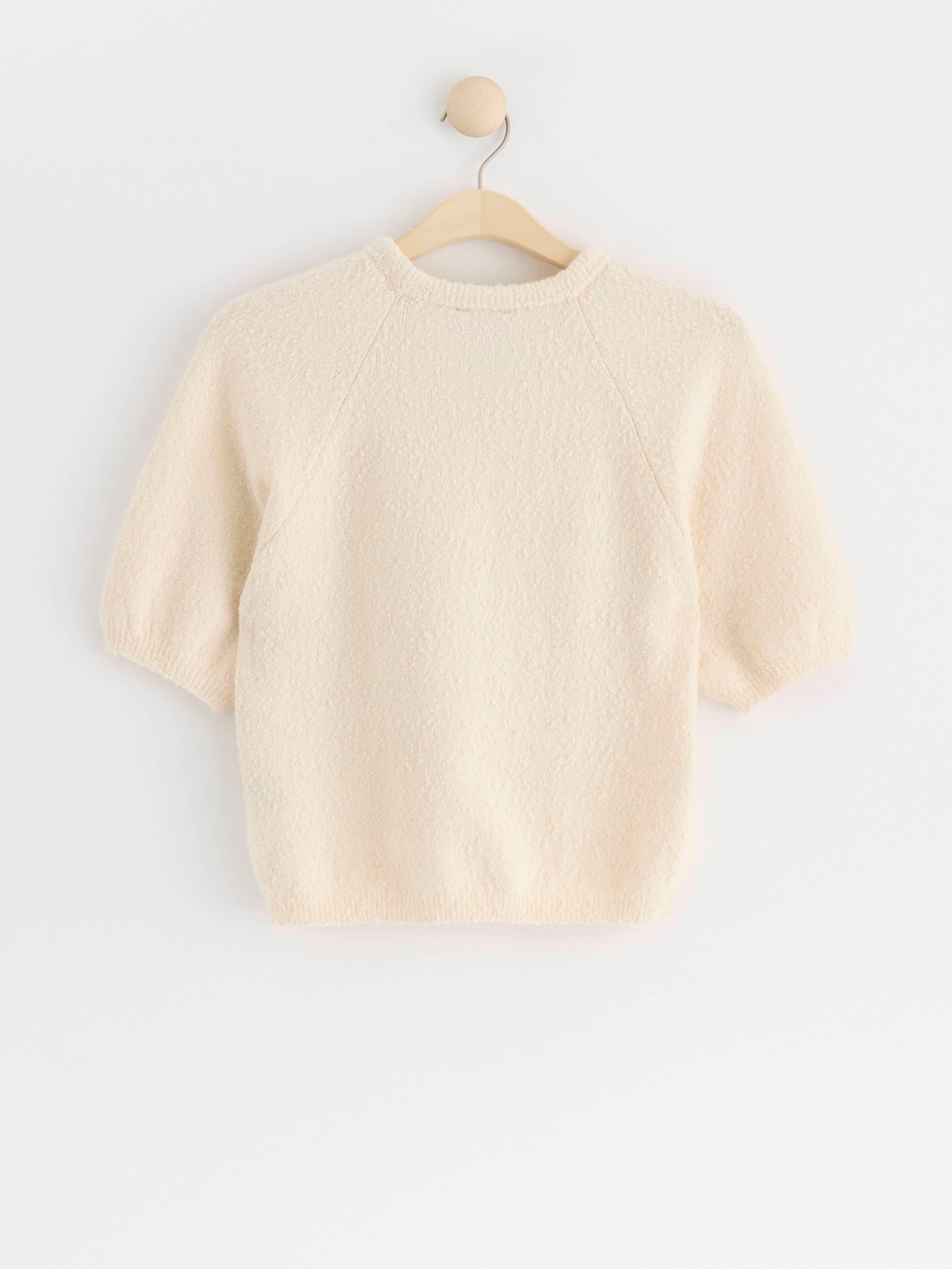 Jumper knitted with short sleeves Light Beige