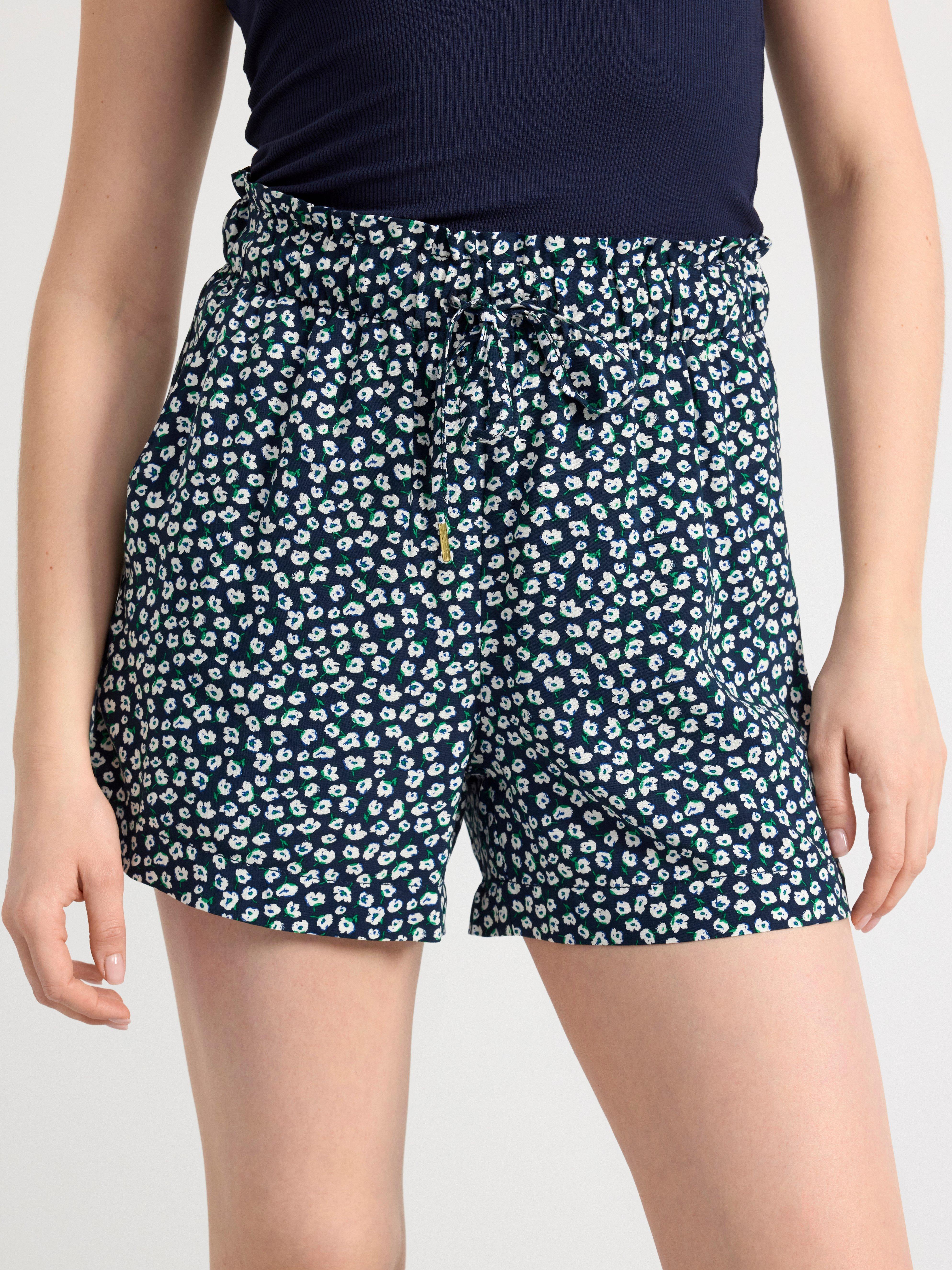 Patterned viscose shorts Navy