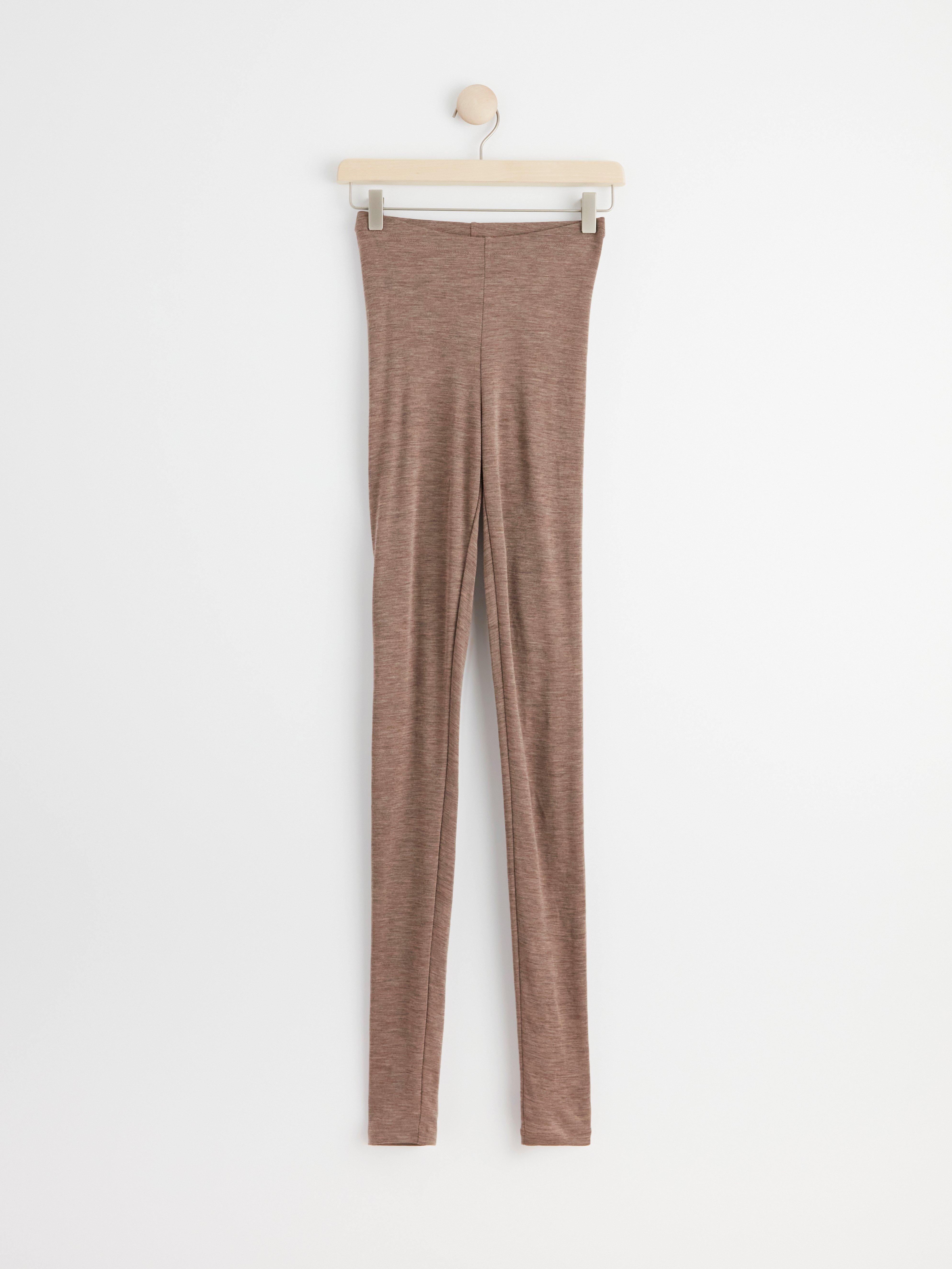 Leggings in merino wool Brown melange