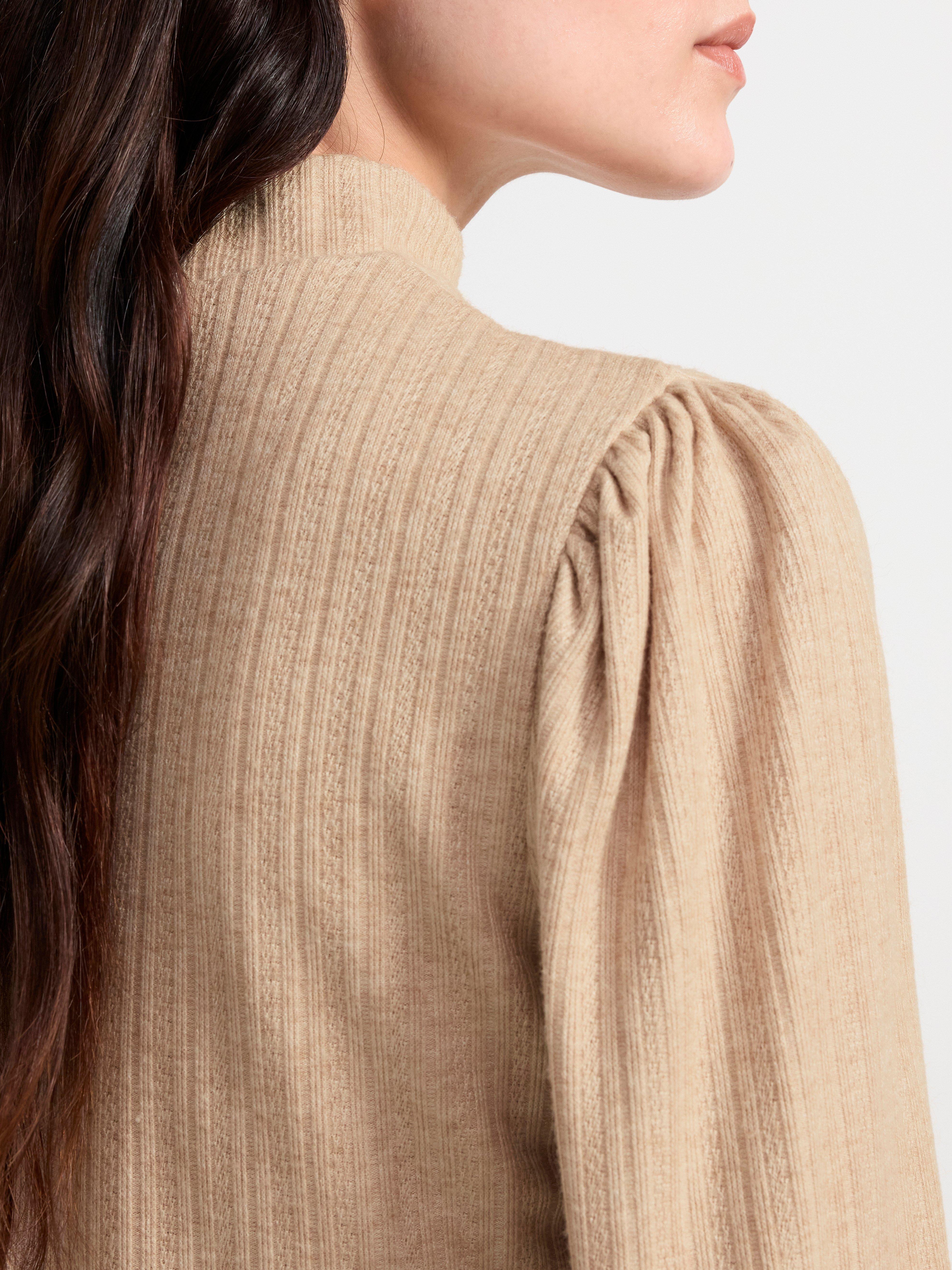 Long sleeve jersey top Light Beige
