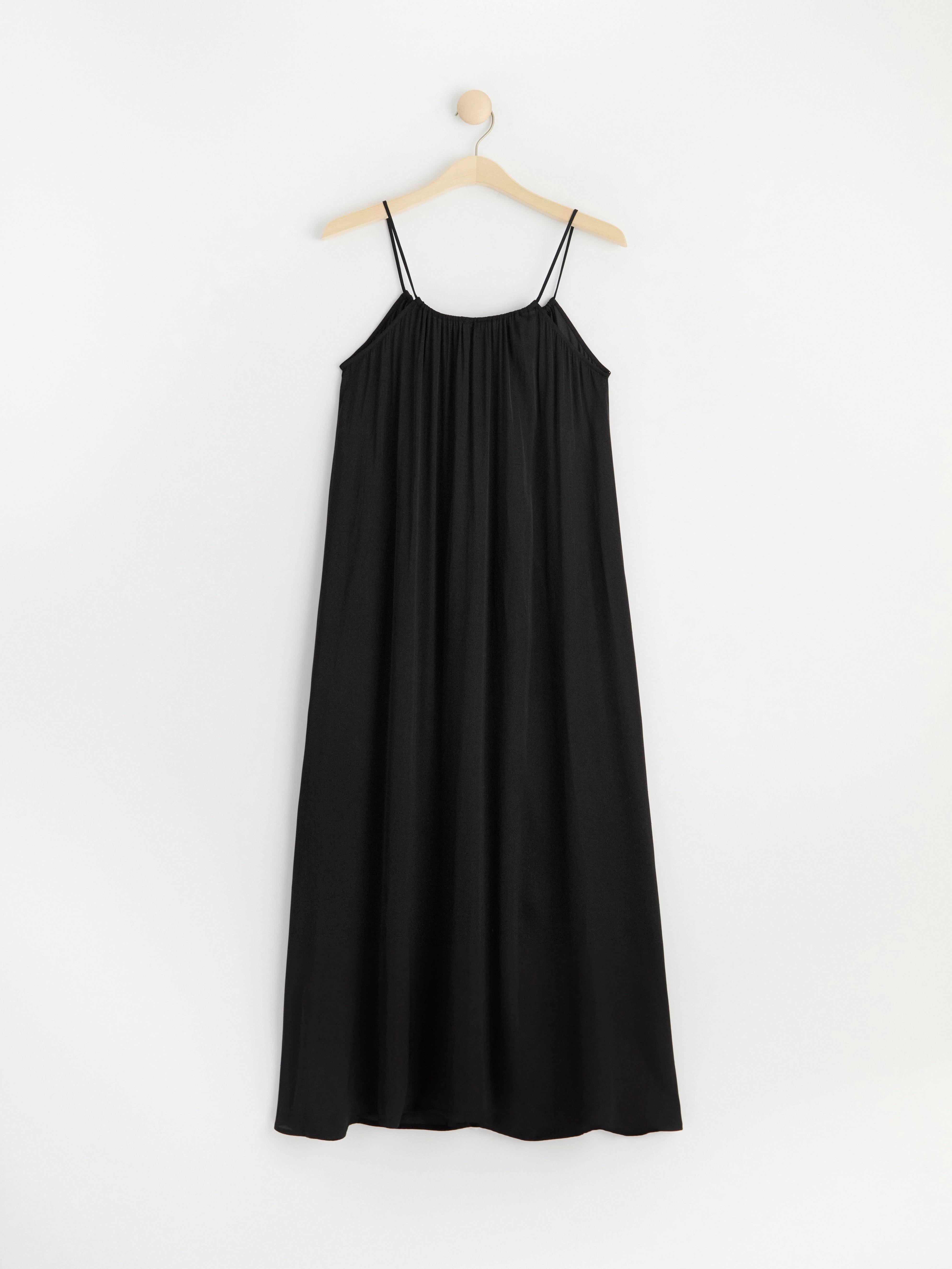Long satin dress Black