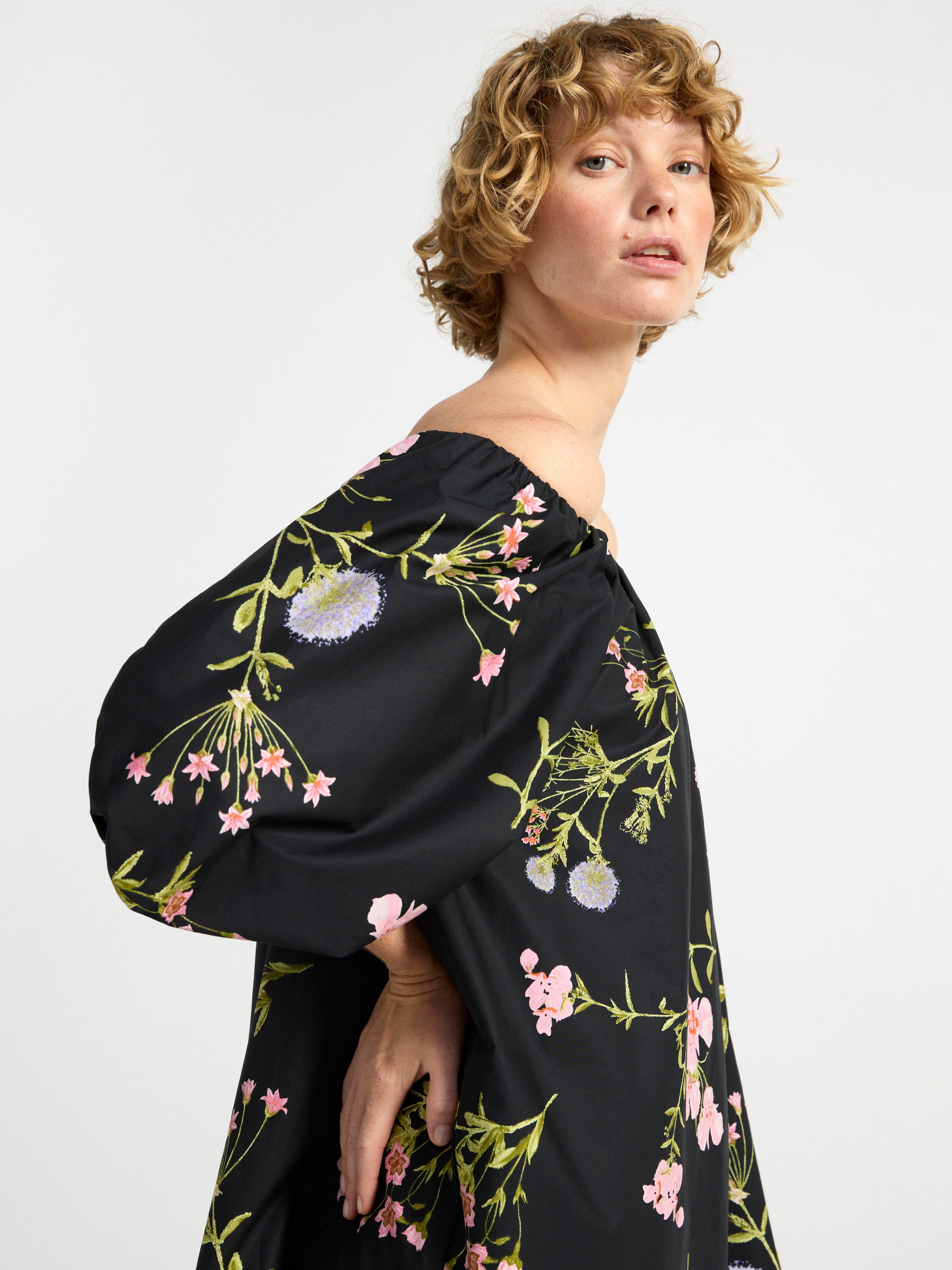Mini dress with puff sleeves Black