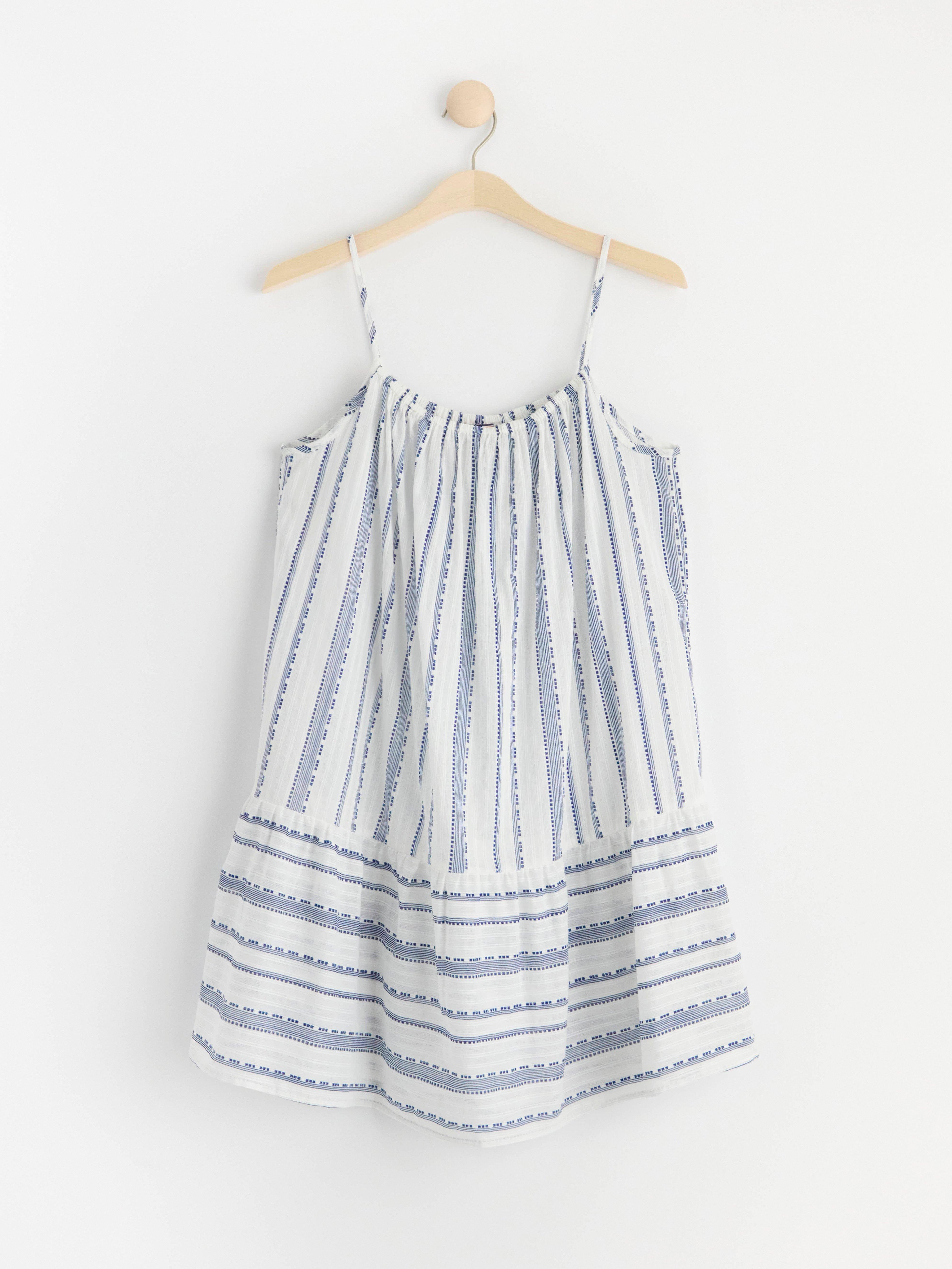 Striped strappy mini dress Navy