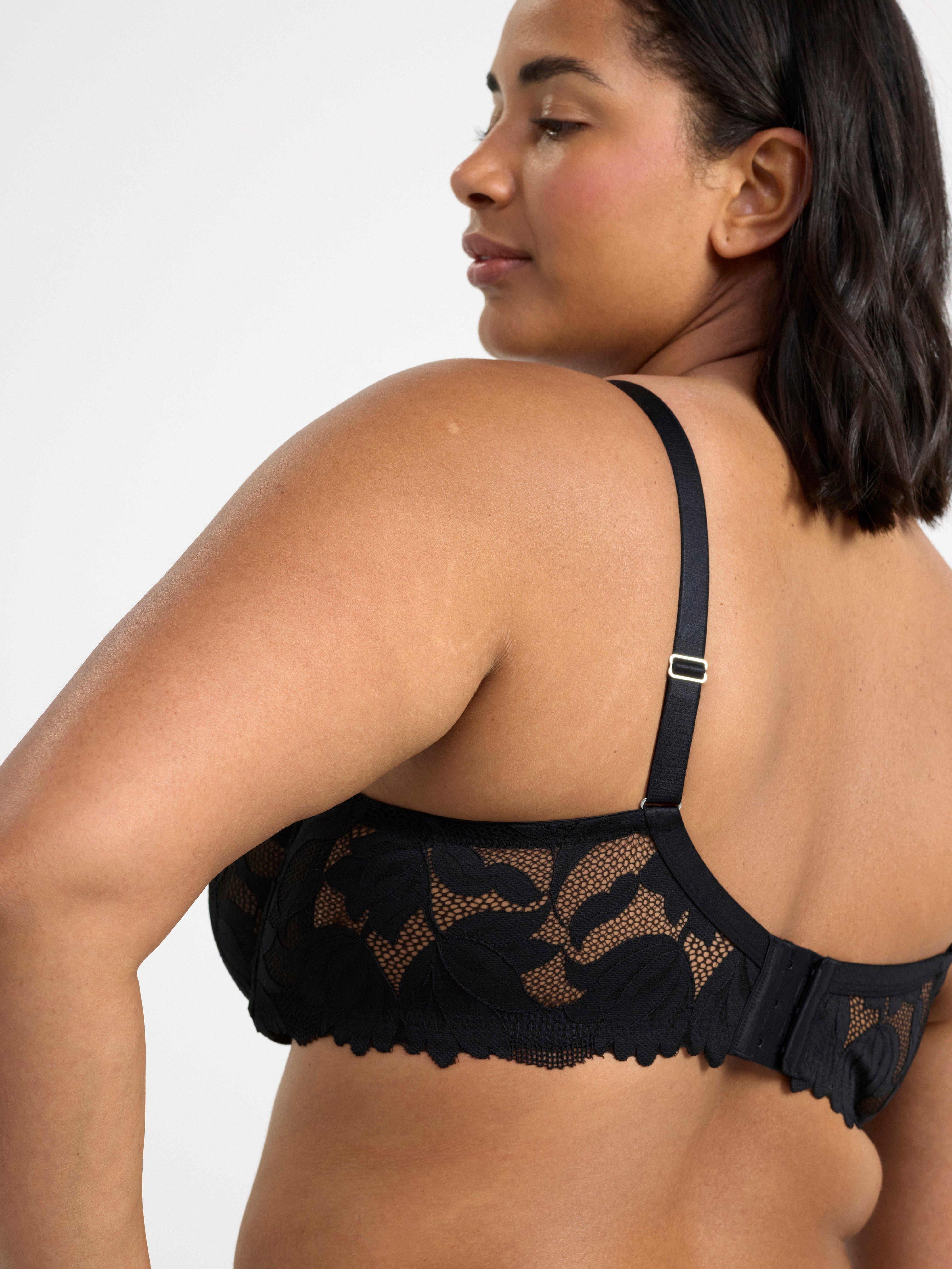 Unpadded bra with mesh and lace Black
