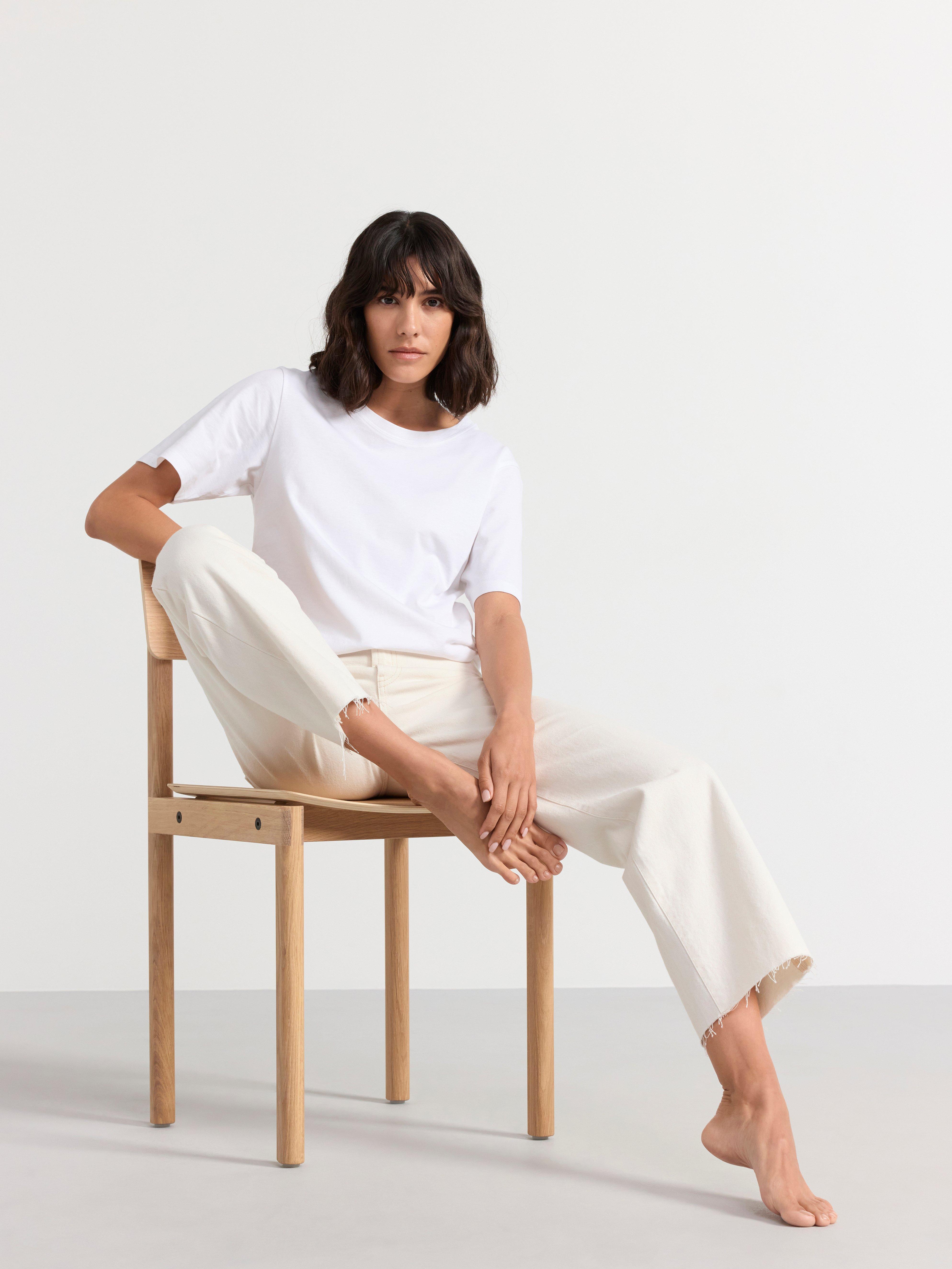 SIA Cropped straight regular waist jeans Light White