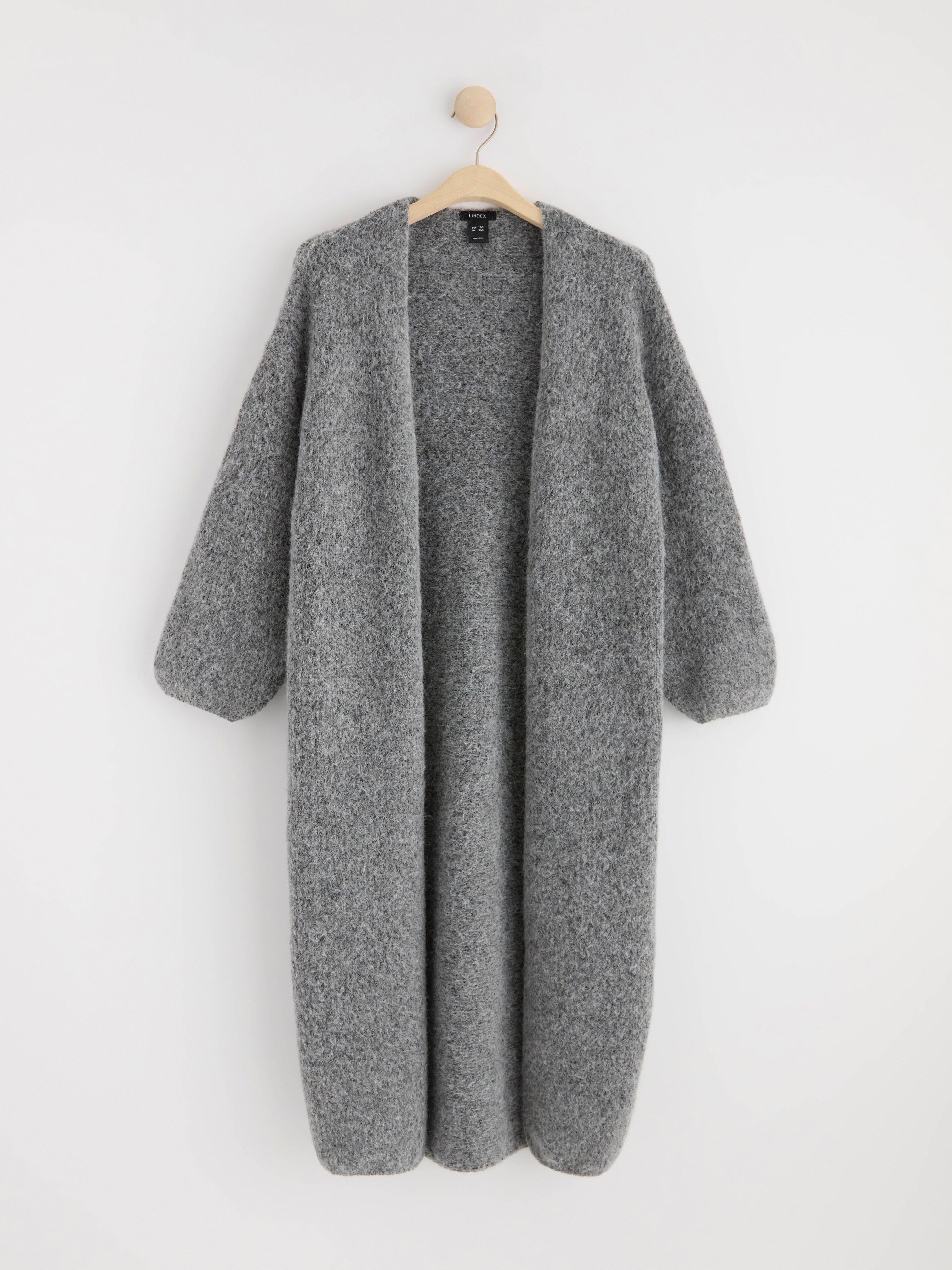 Long cardigan knitted Dark Grey Melange