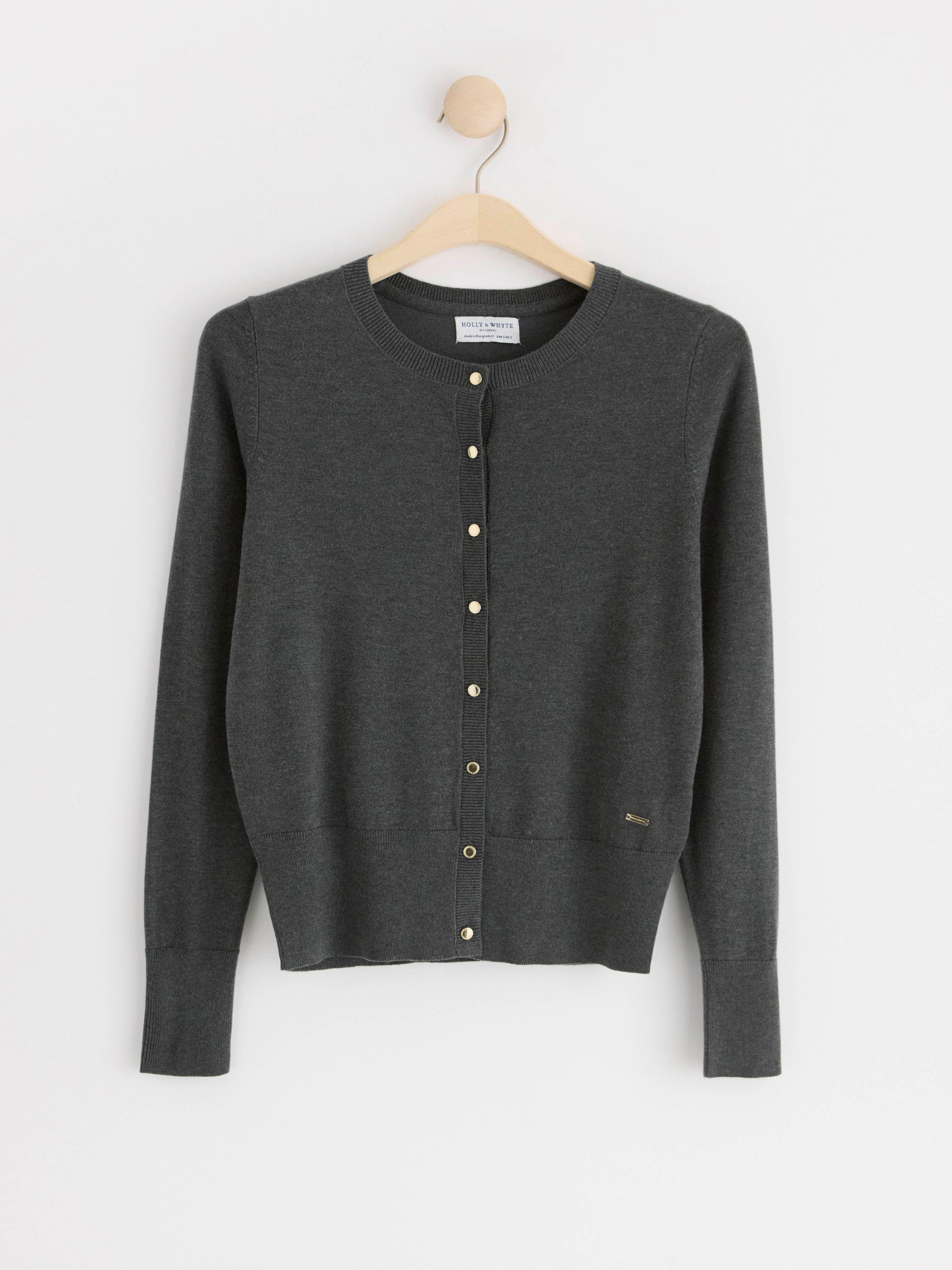 Fine-knit cardigan Dark Grey Melange
