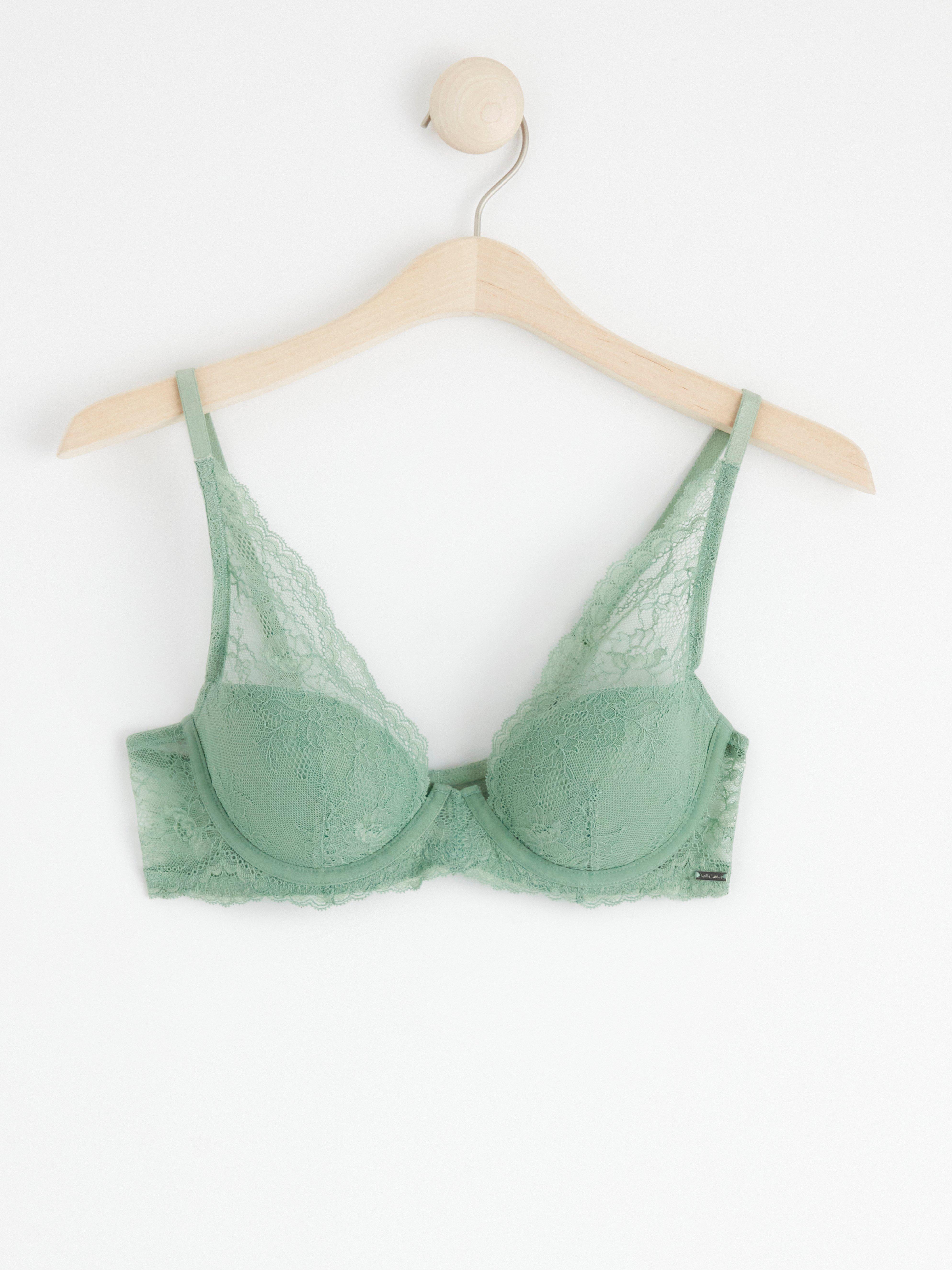 Tulip t-shirt bra with lace Light Dusty Green