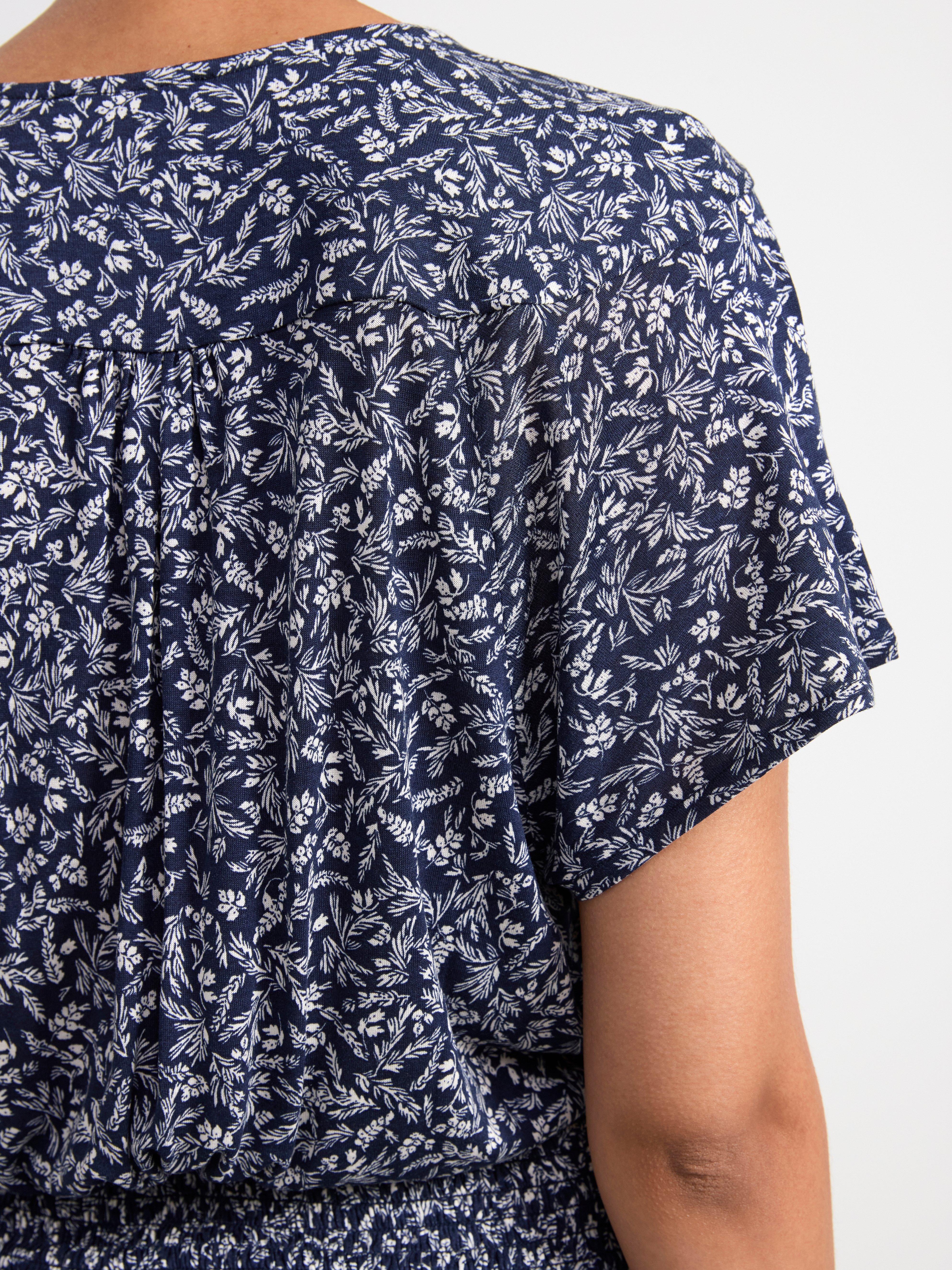 Short sleeve midi jersey dress Navy