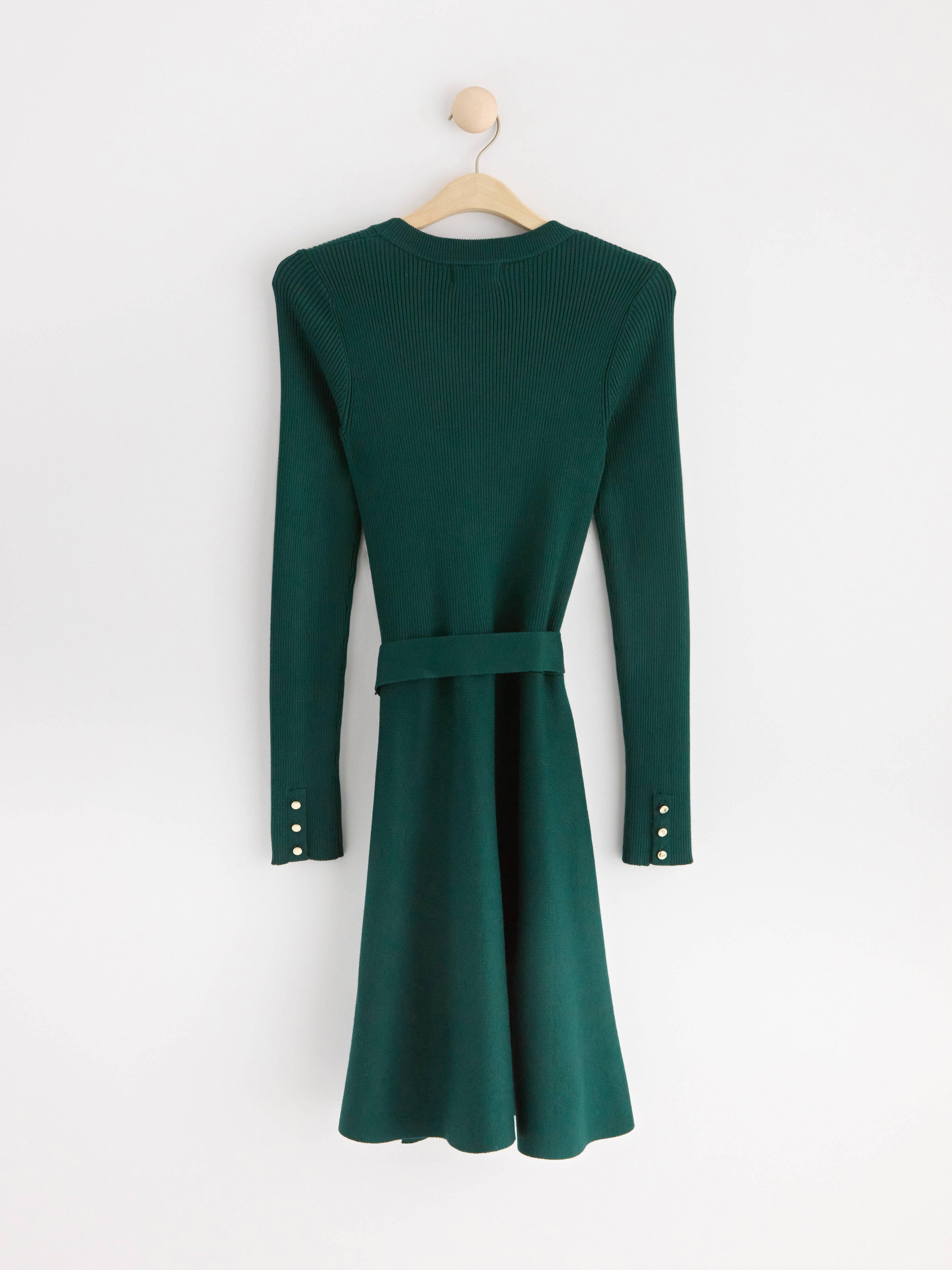 Knitted long sleeve dress Dark Green