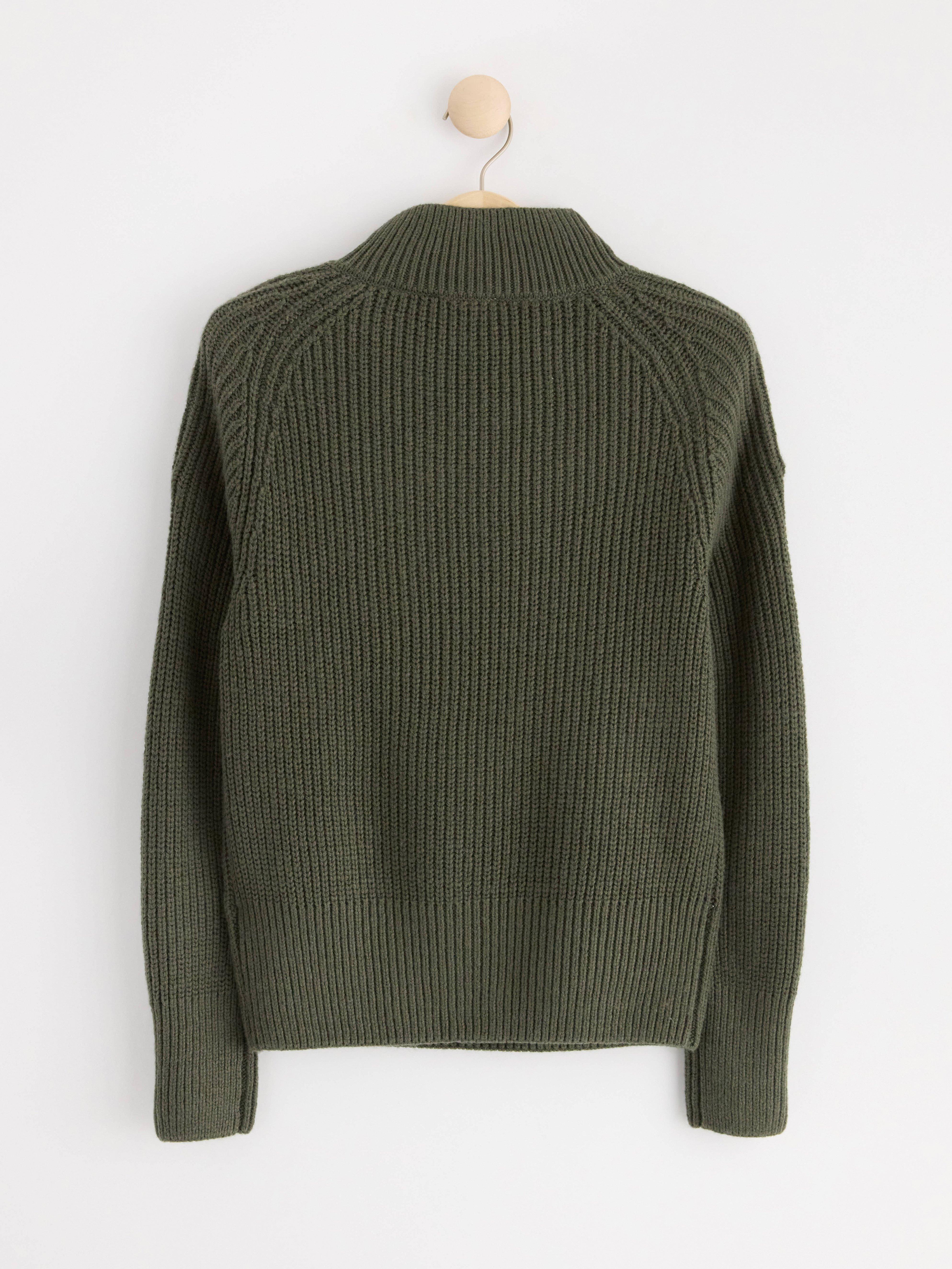 Knitted jumper with button details Dark Dusty Khaki