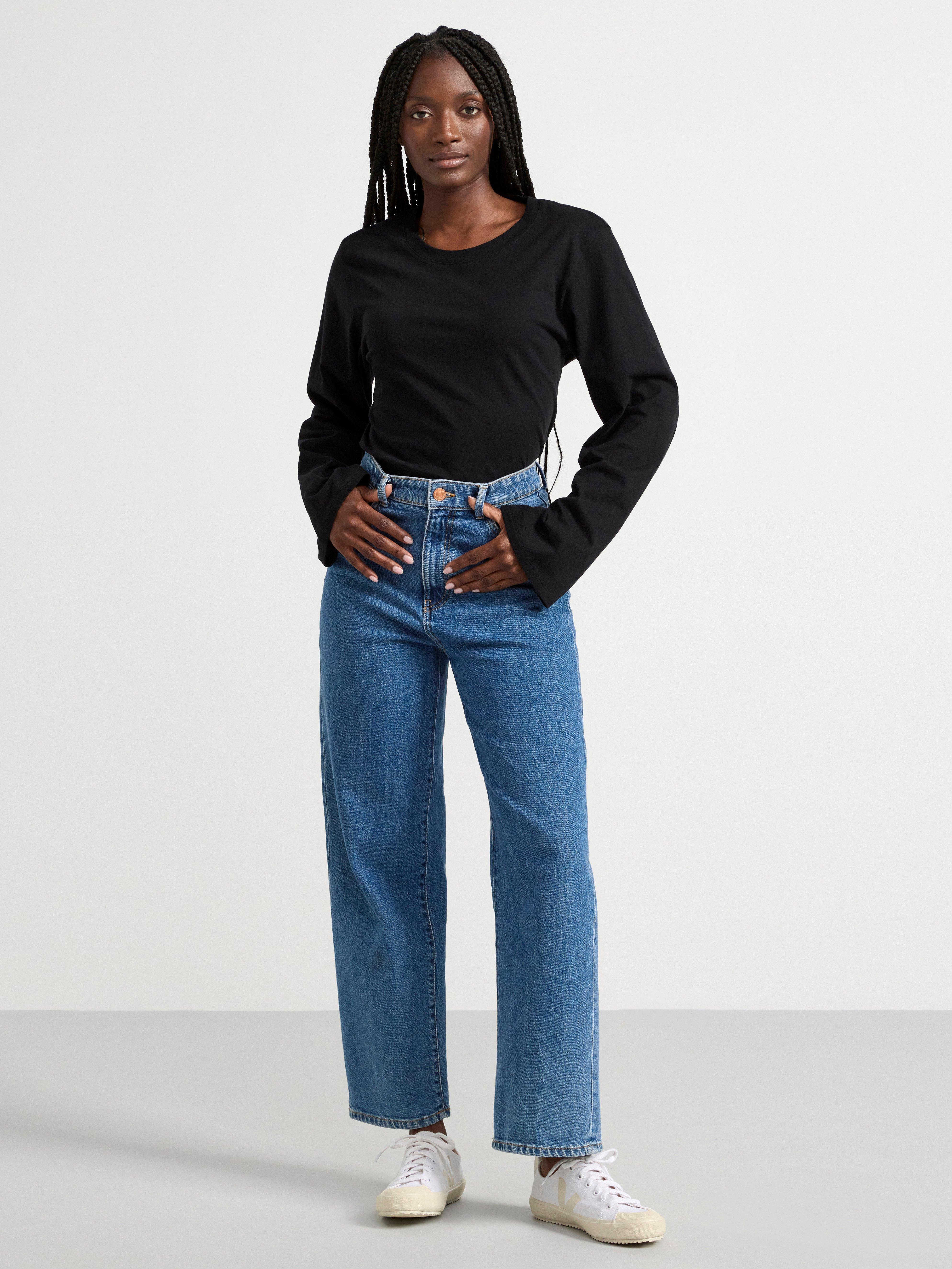 Long sleeve top in cotton Black