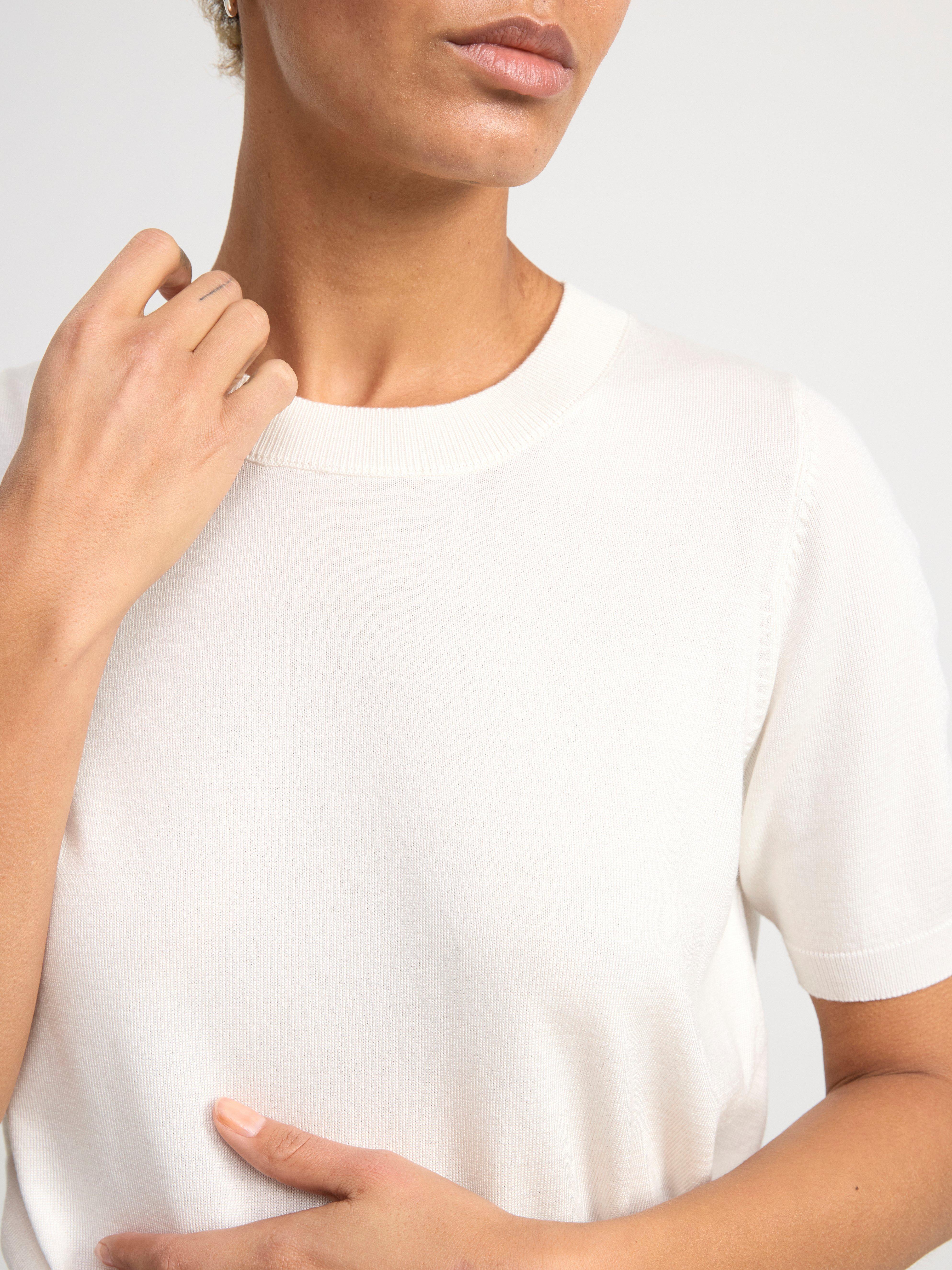 Fine-knit short sleeve jumper Off White