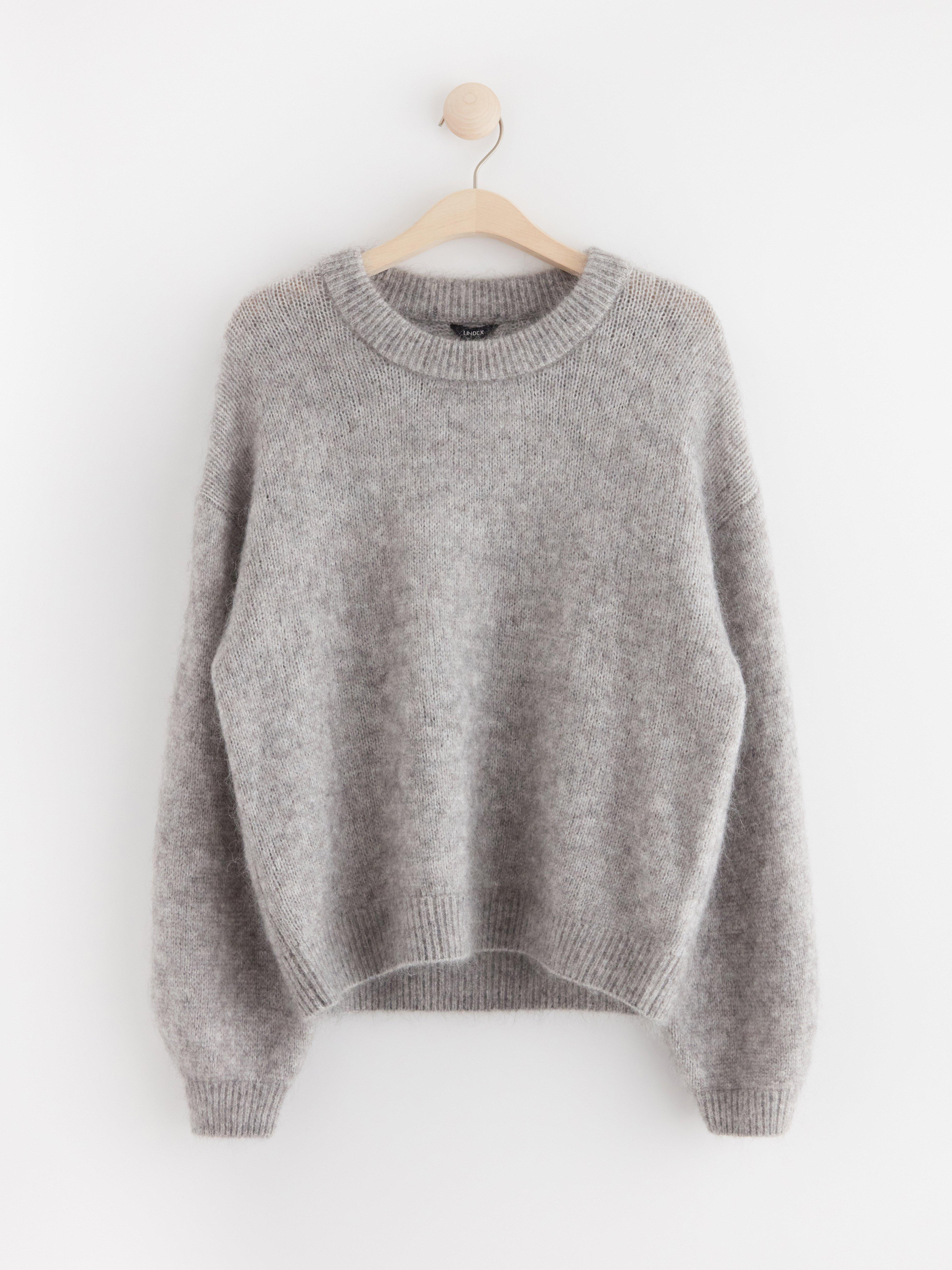 Knitted jumper in mohair blend Grey Melange