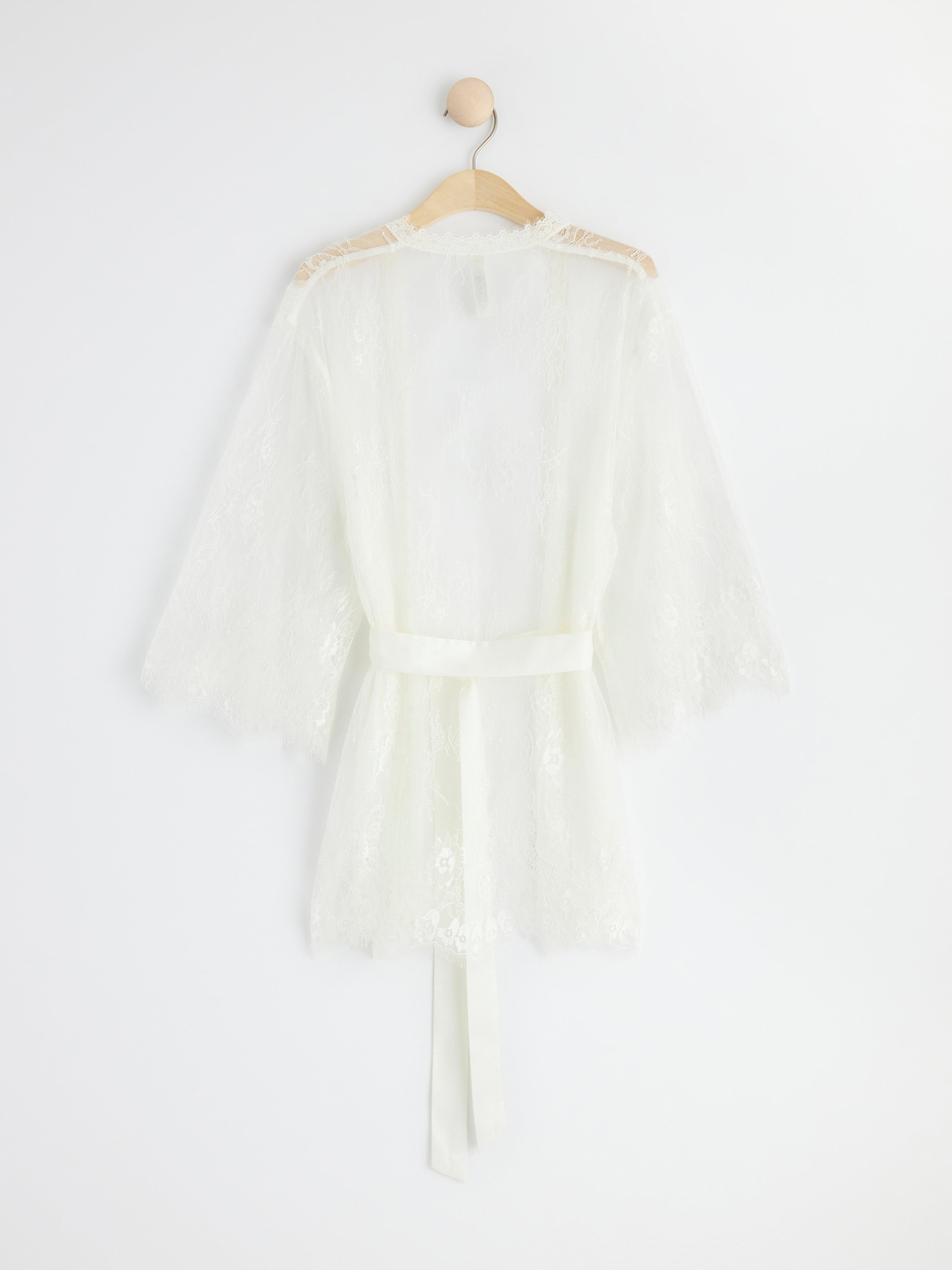 Short lace kimono Light White