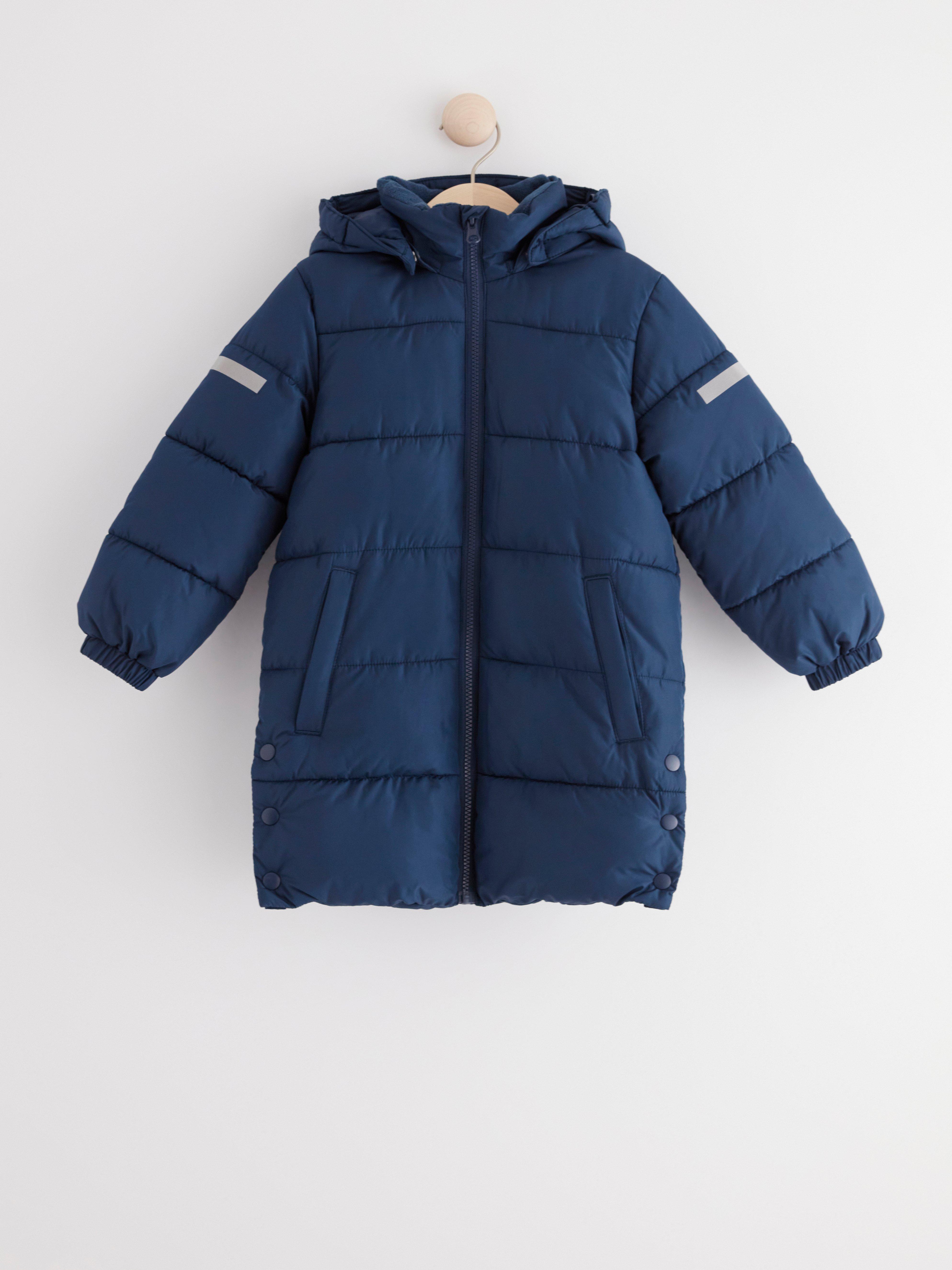 Water repellent long puffer jacket Dark Blue
