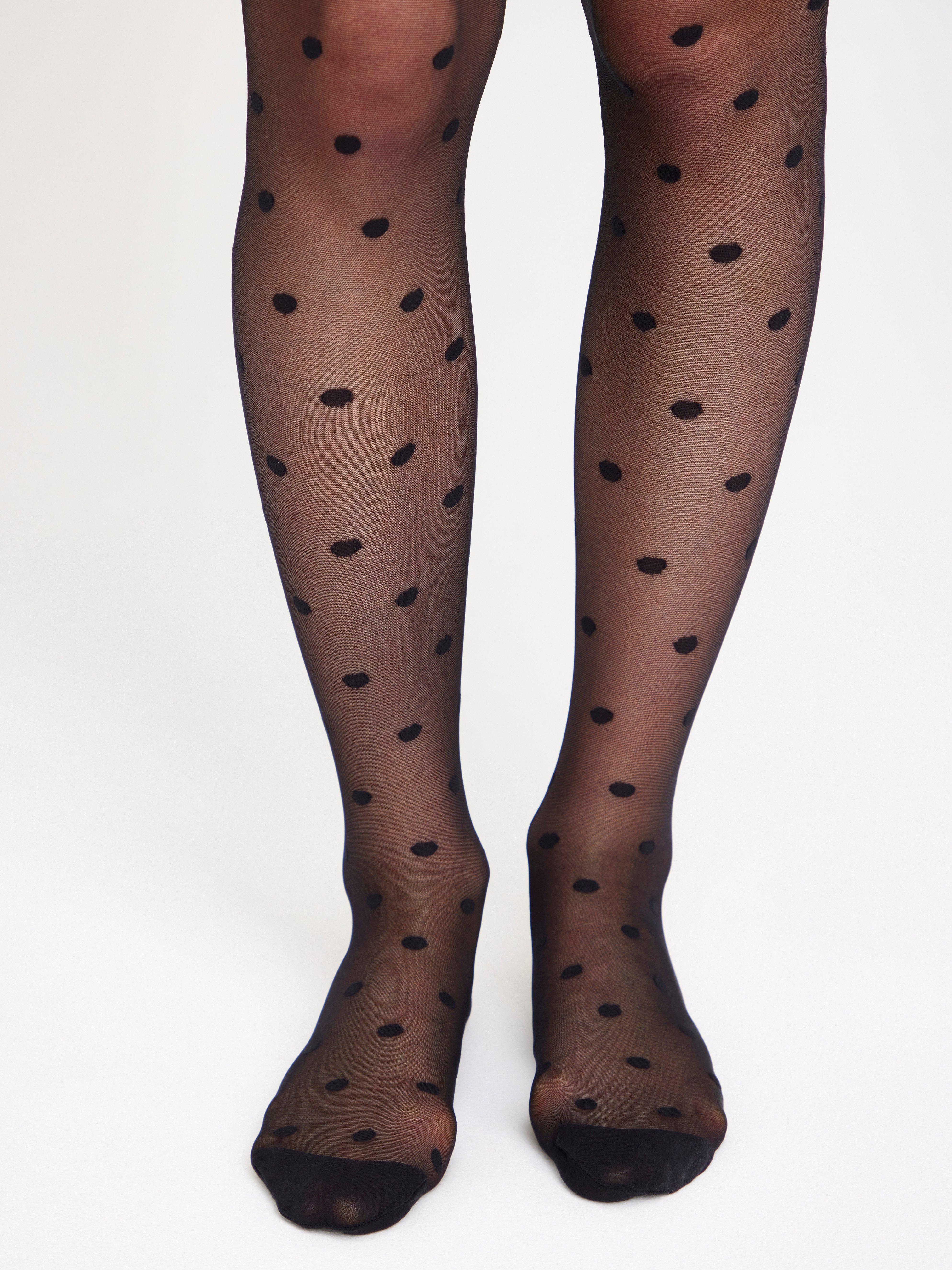20 denier semi shine tights with dots Black