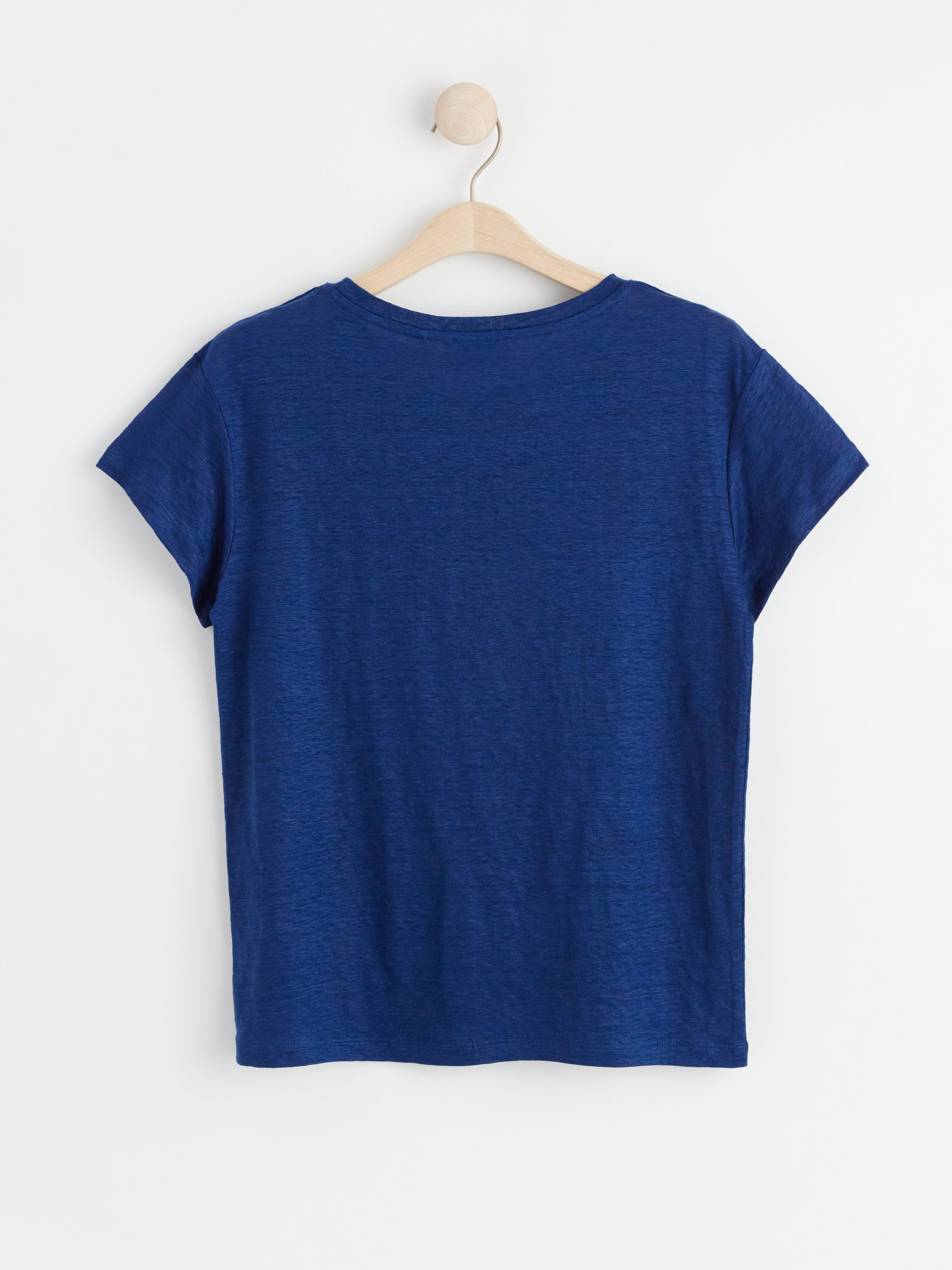 Short seleeve linen top Dark blue