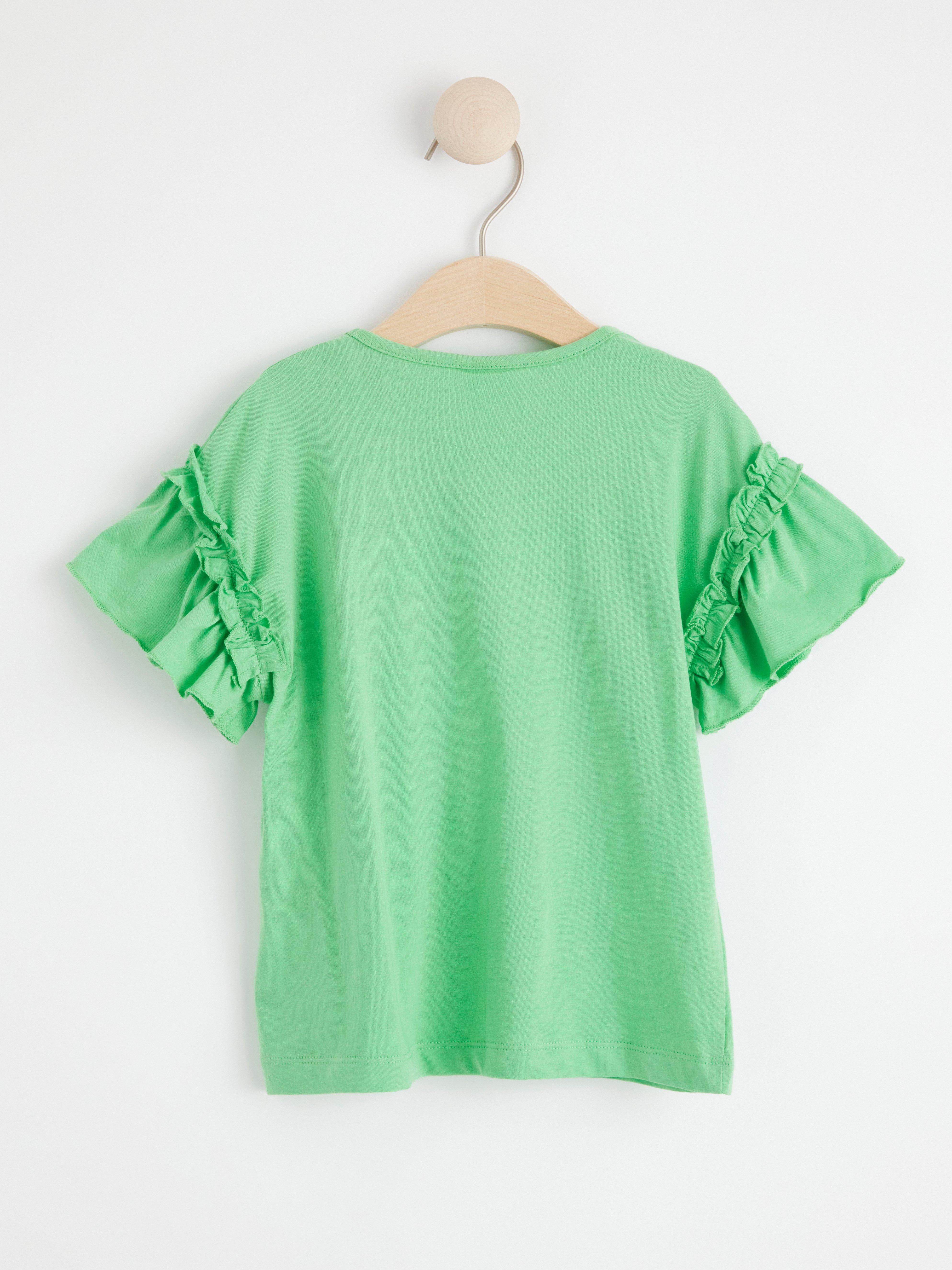 Short sleeve top with frills Green