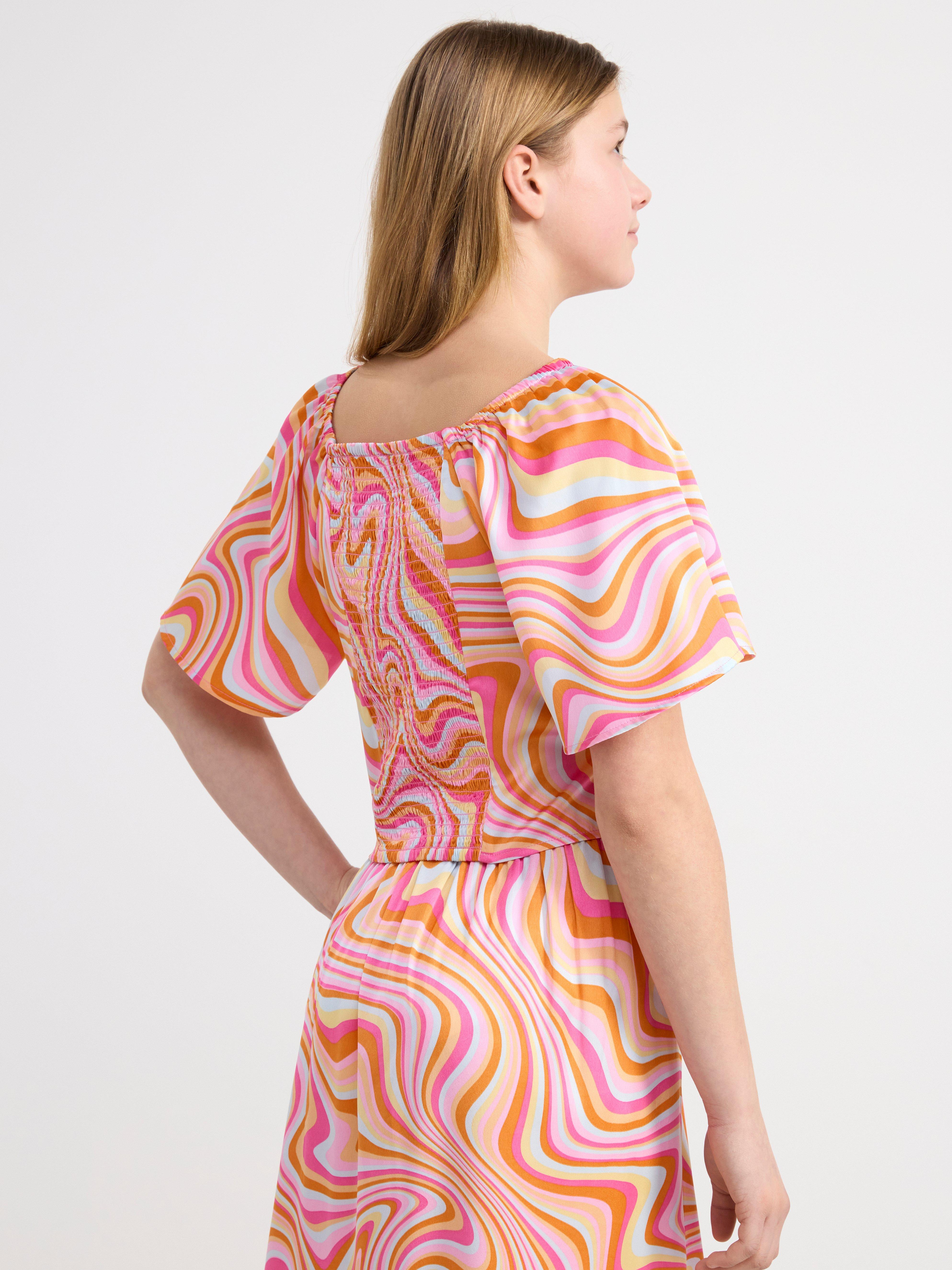 Cropped satin blouse Light Orange