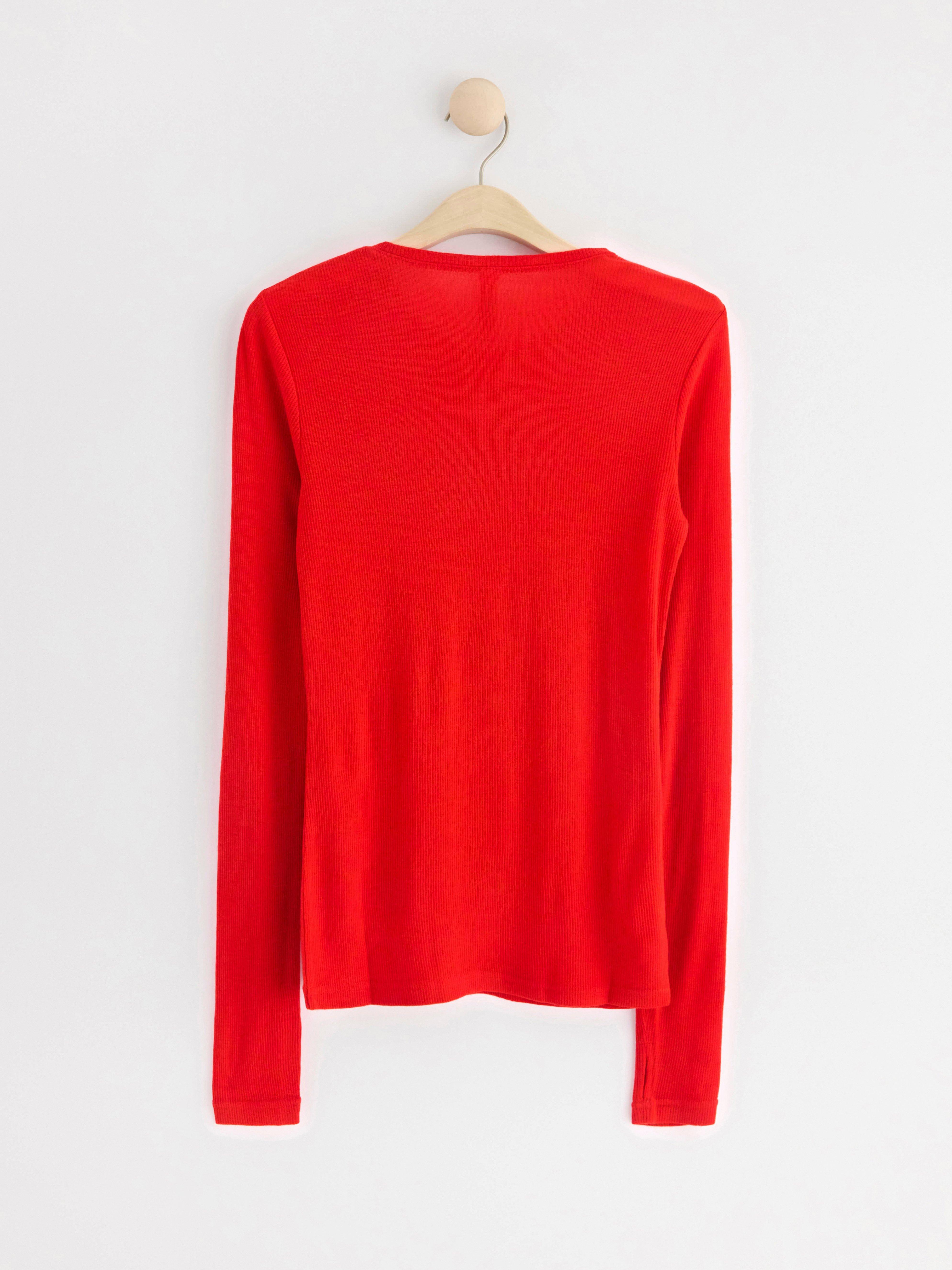 Ribbed top in merino wool Red
