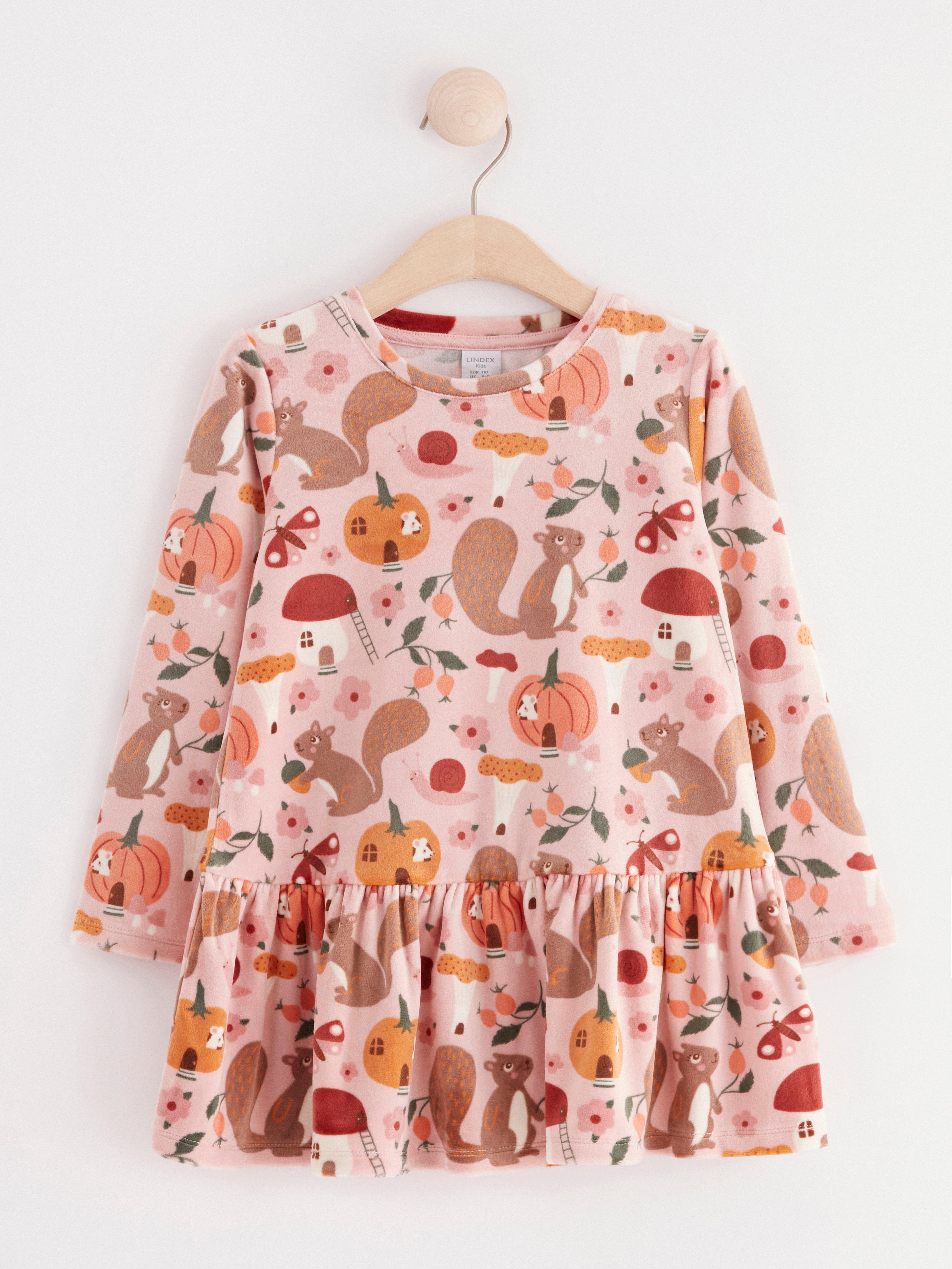 Tunic in velour with print Dusty Pink