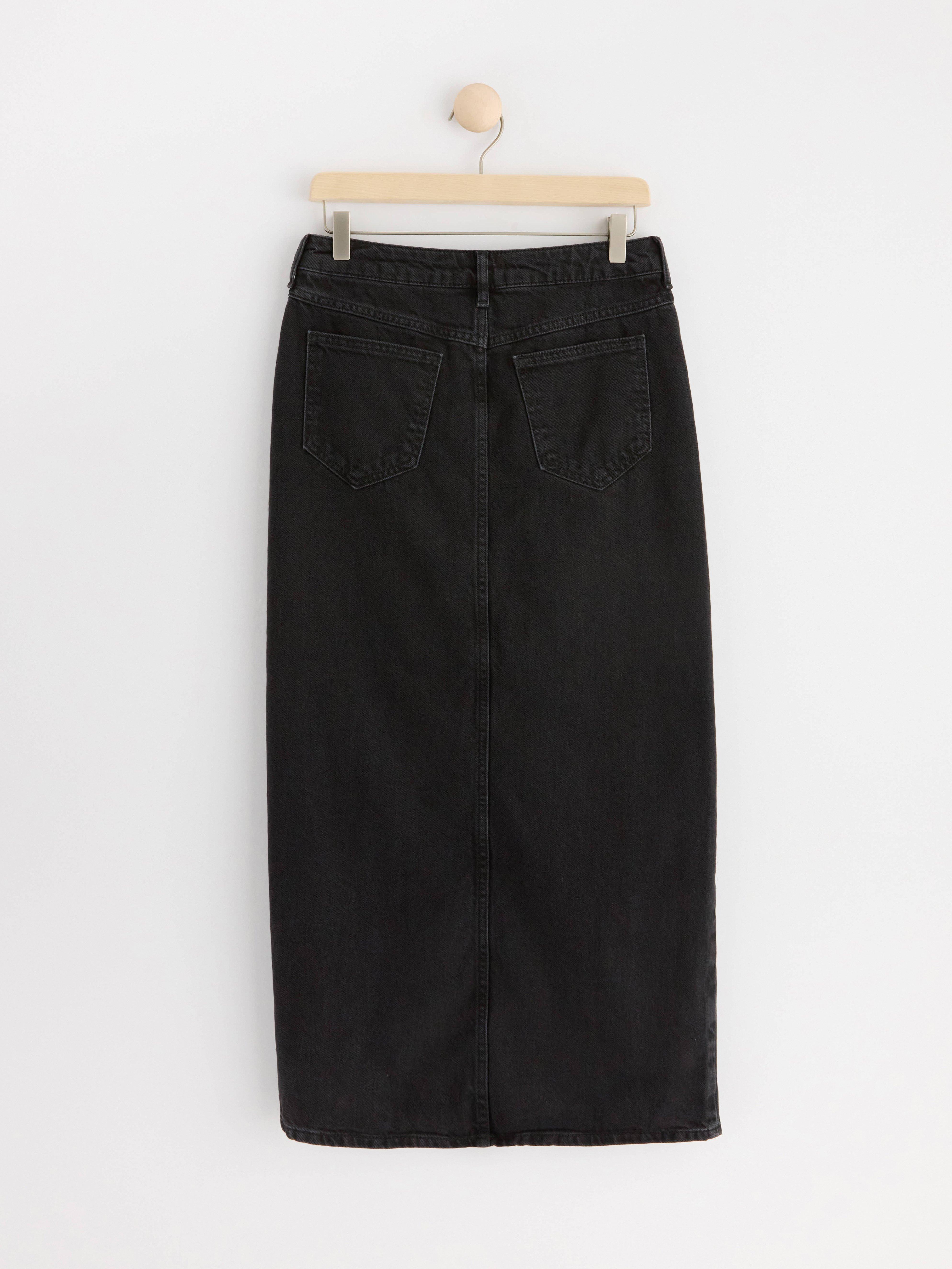 Denim maxi skirt Black