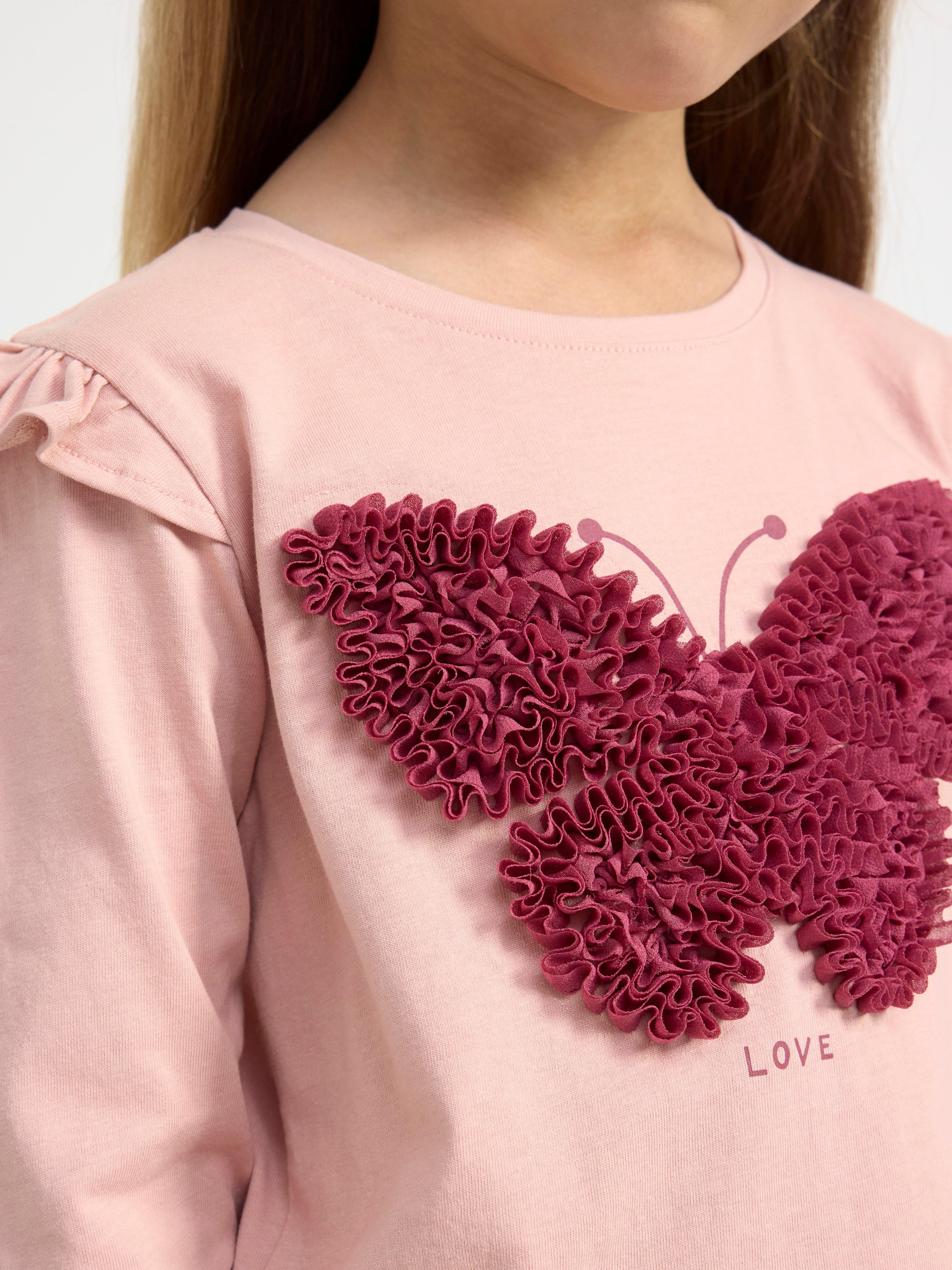 Long sleeve top with butterfly Dusty Pink