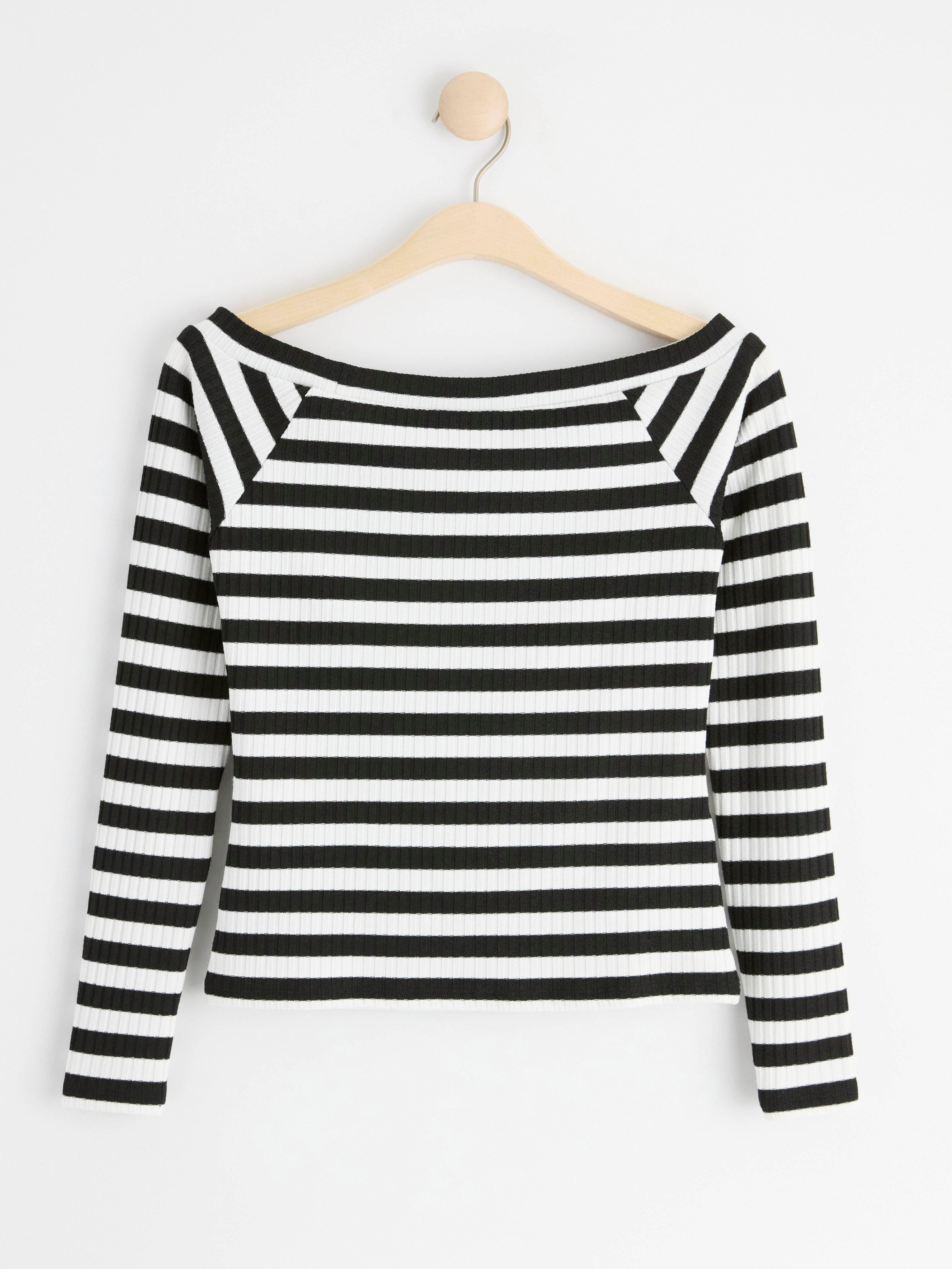 Fitted boat neck top Off White