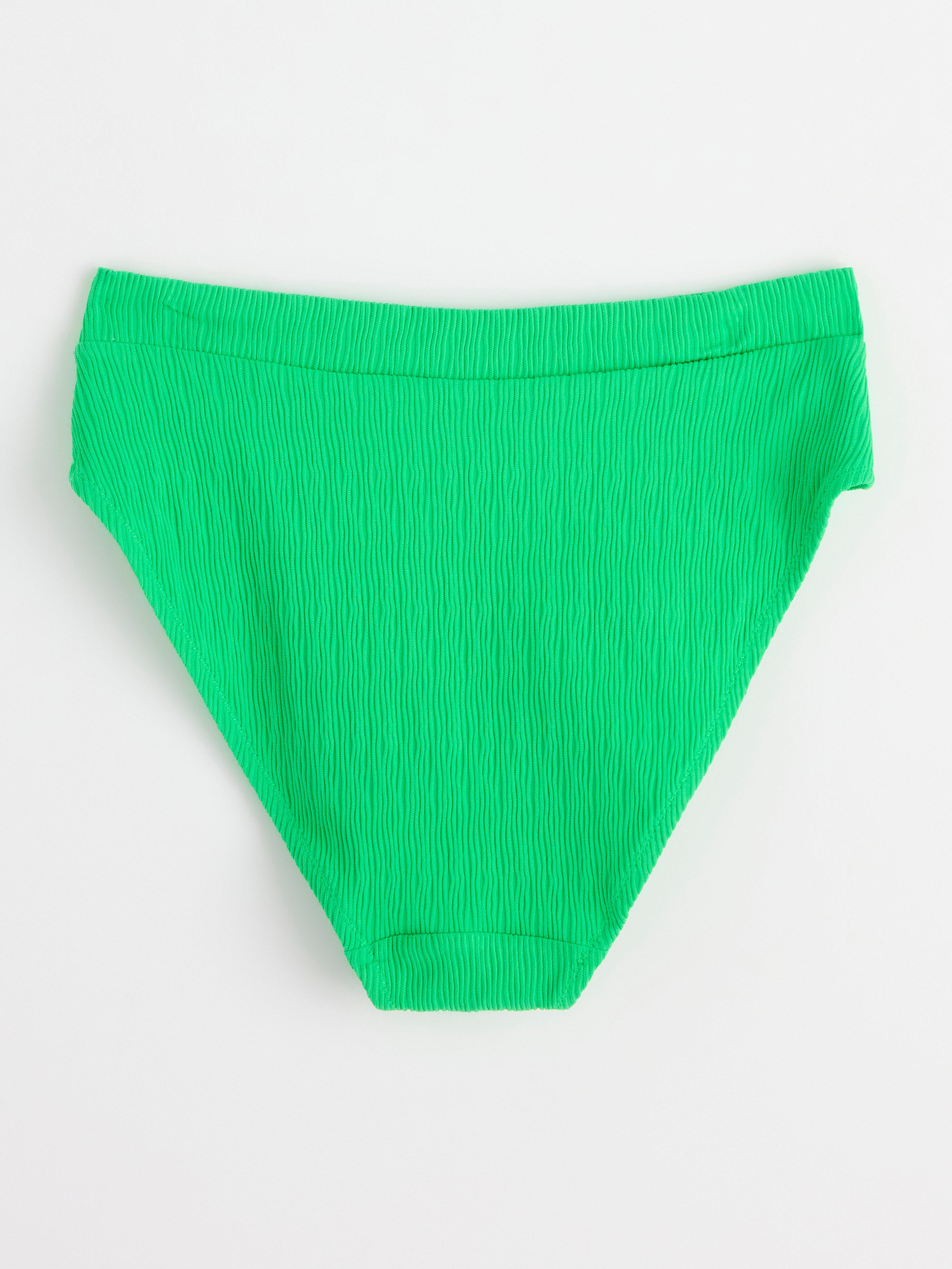 High waist bikini bottom with crinkled texture Green