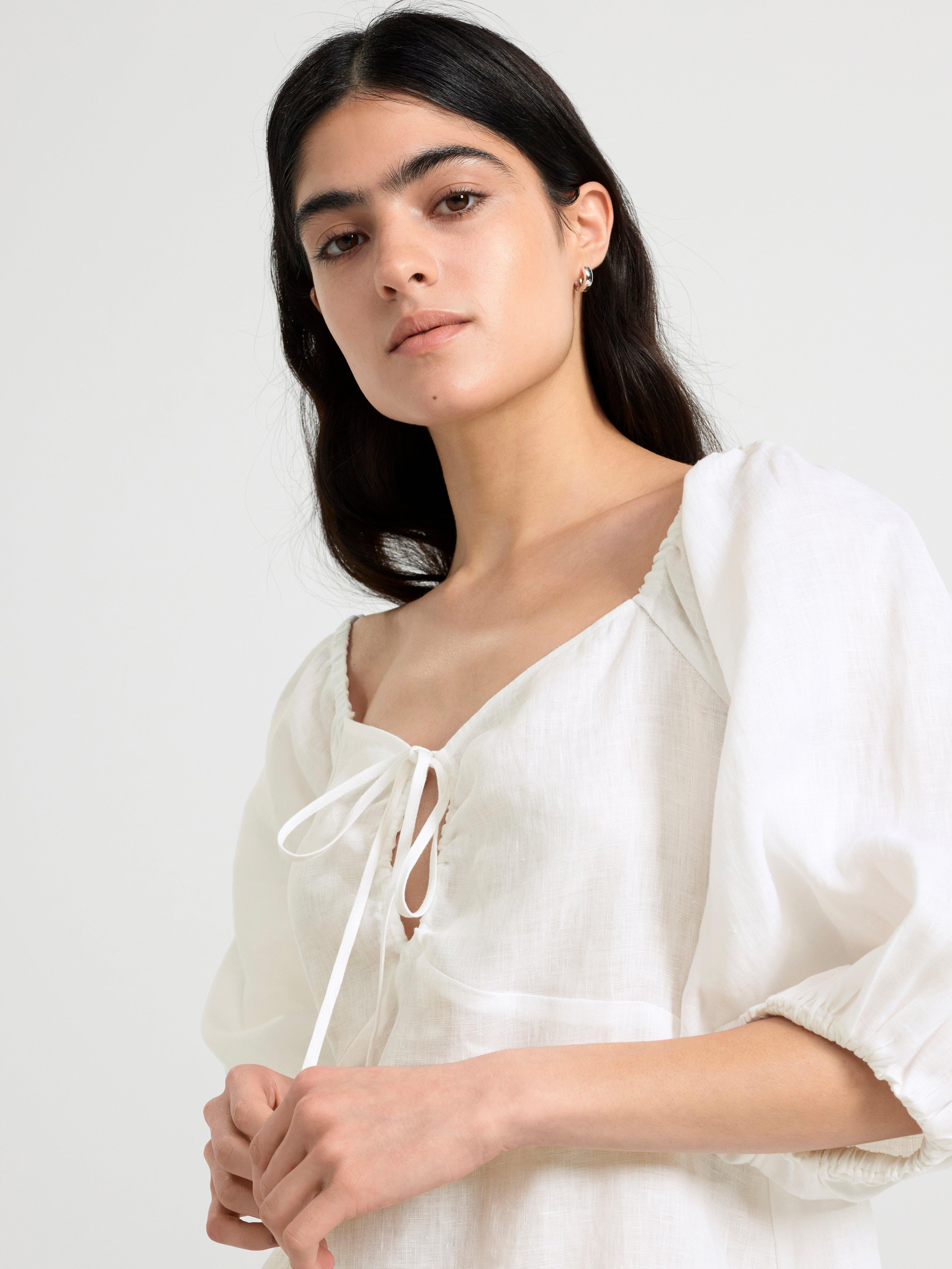 Linen mini dress White