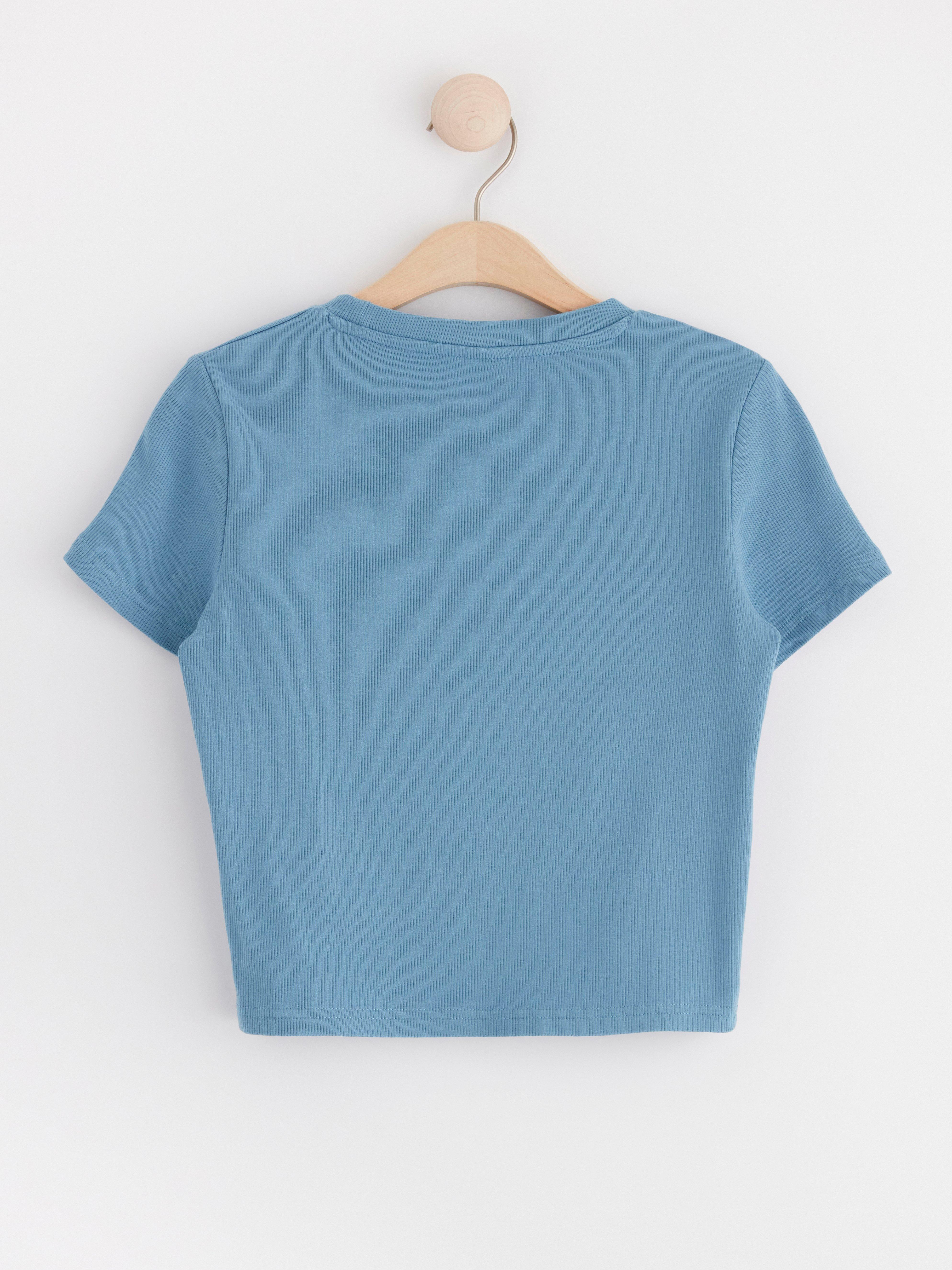 Ribbed cropped top Light Dusty Blue