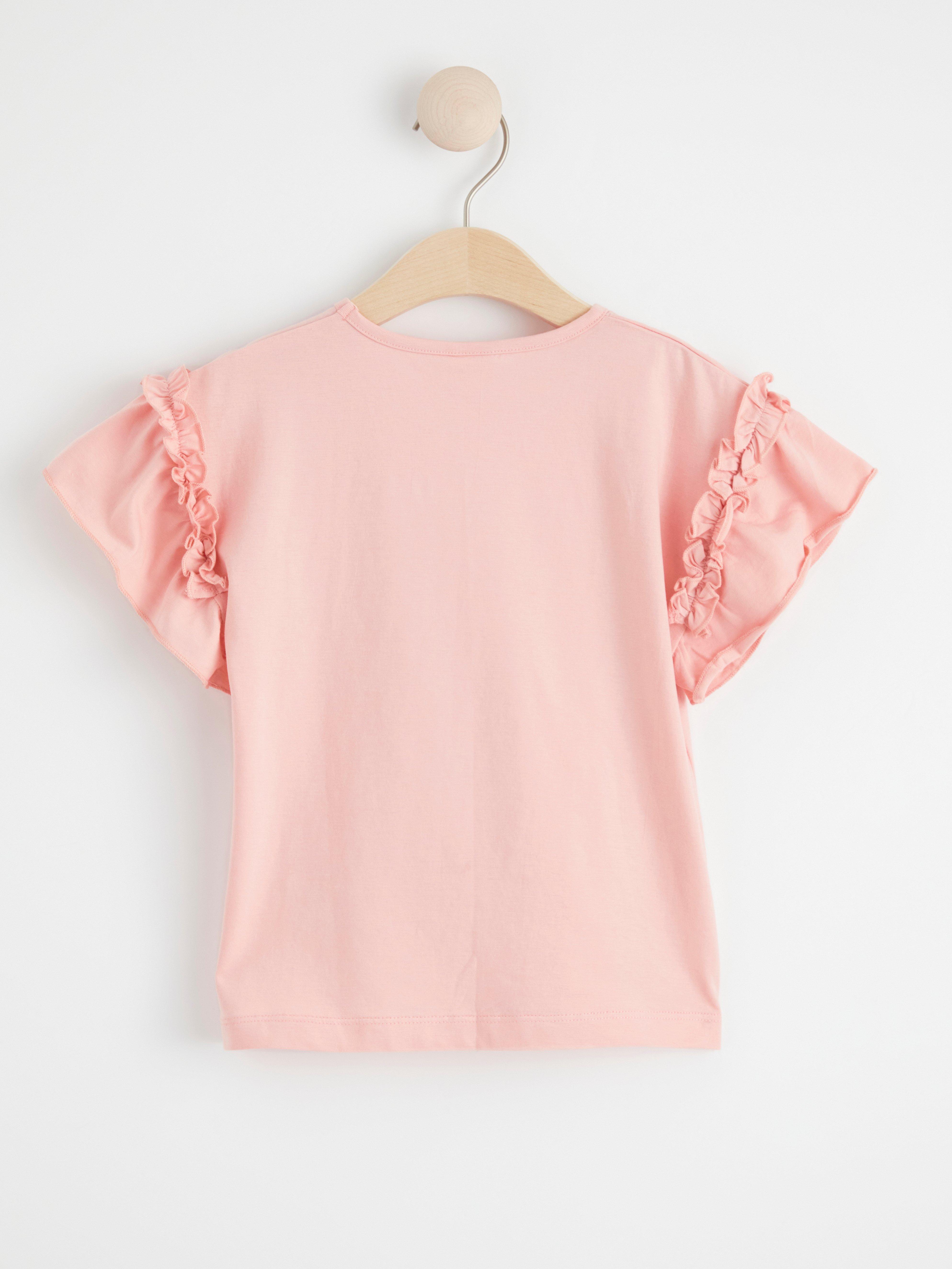 Short sleeve top with frills Light Pink