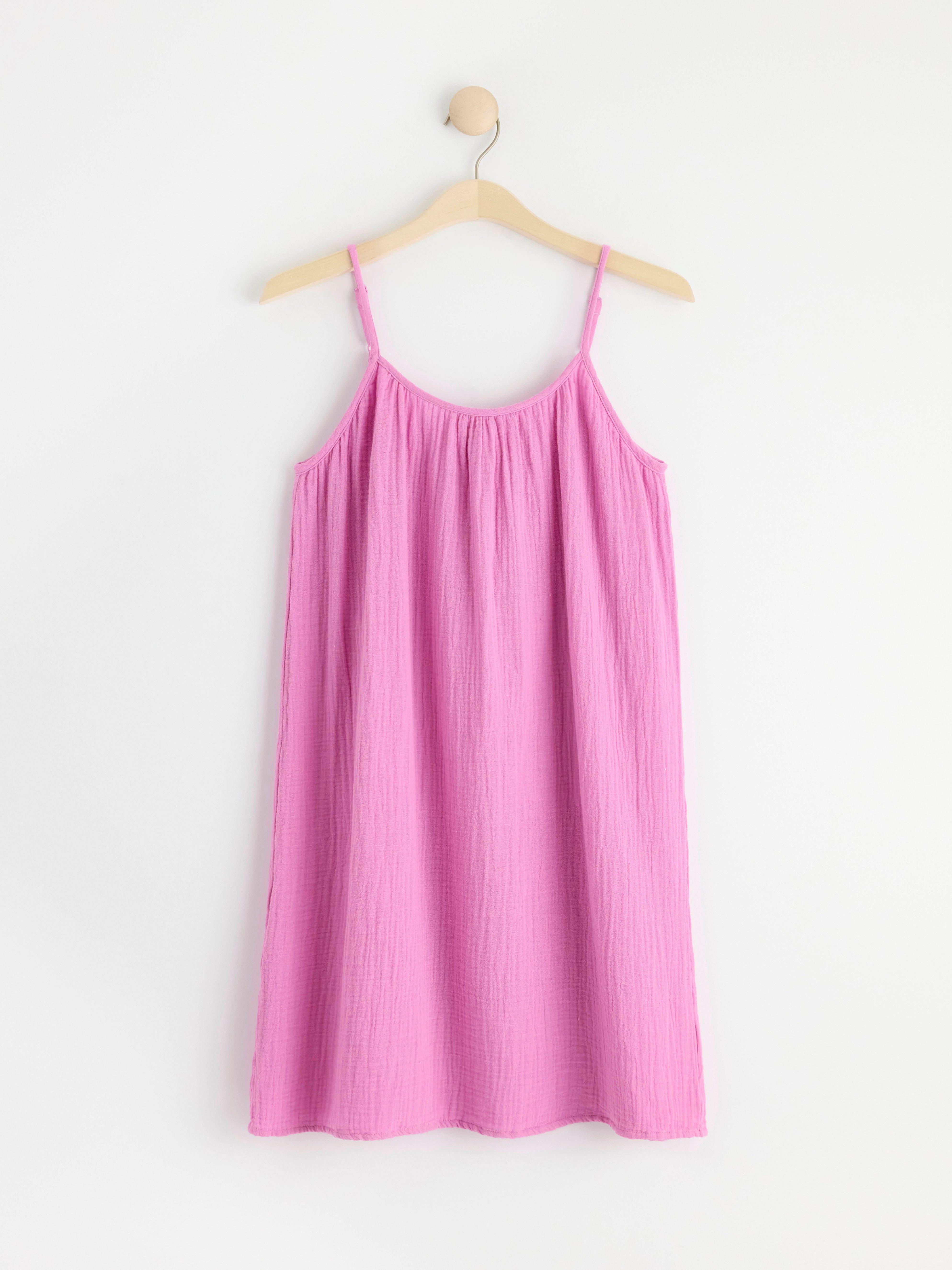 Crinkled cotton night slip Pink