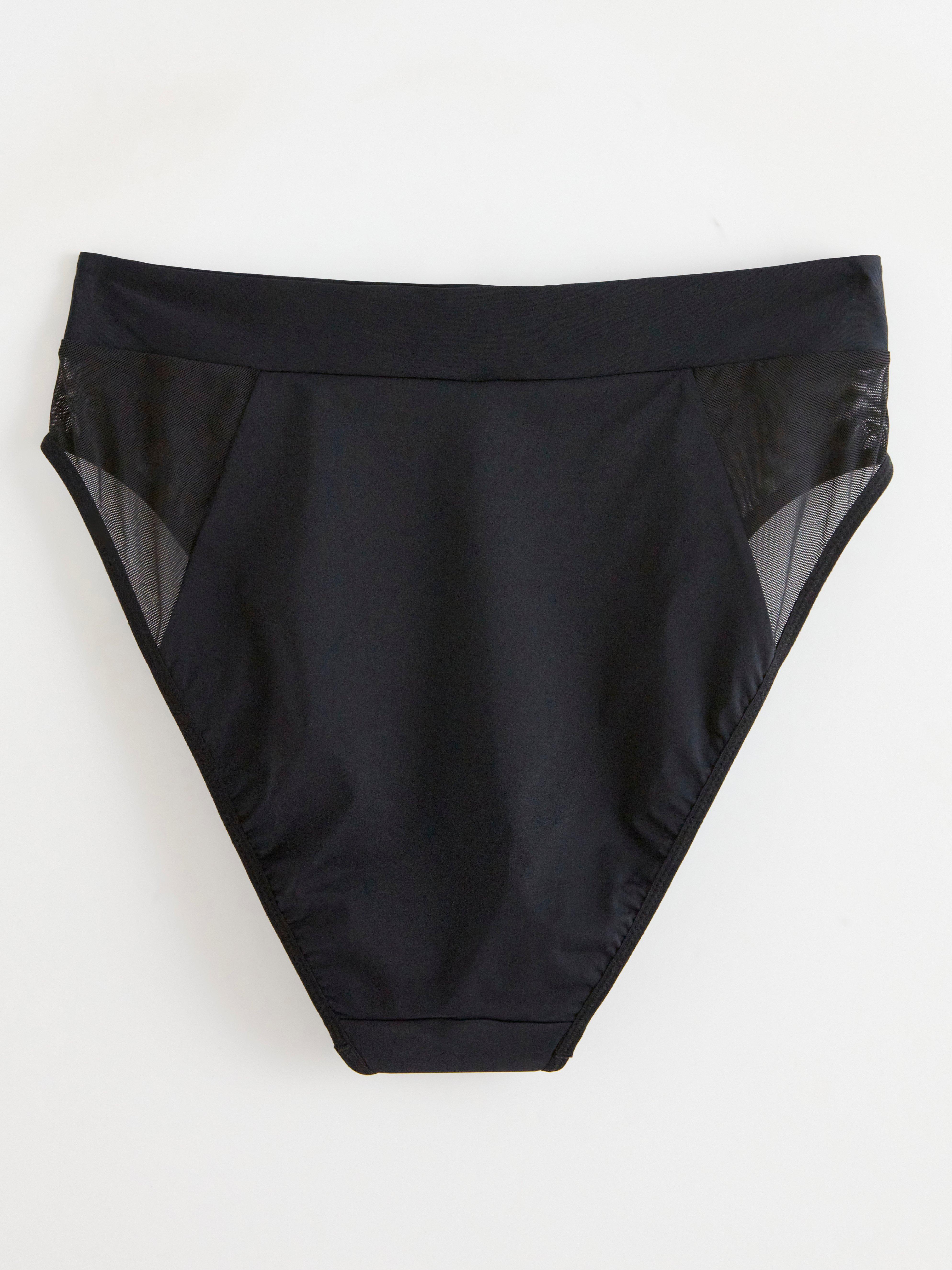 High waist bikini briefs with mesh Black