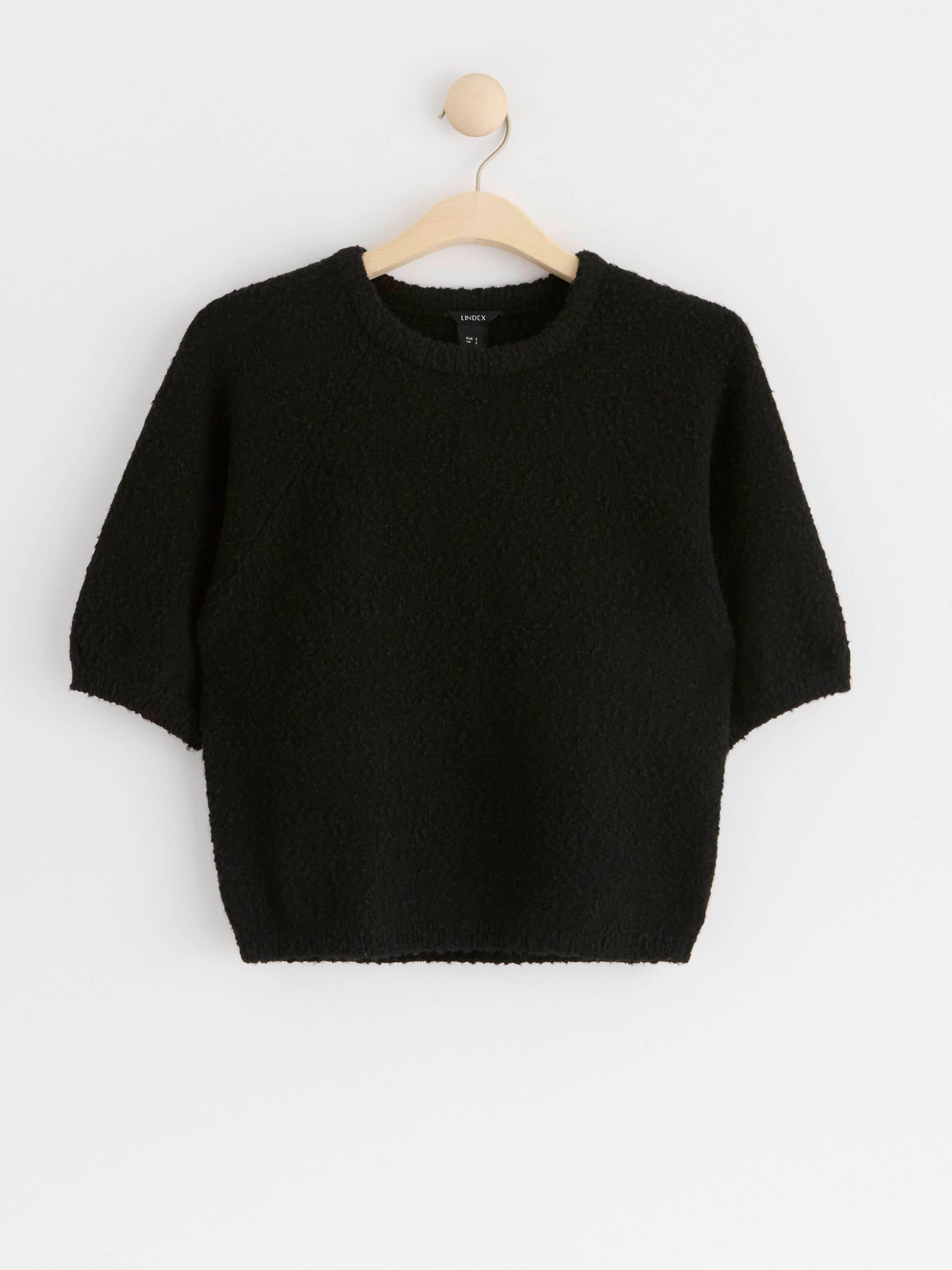 Jumper knitted with short sleeves Black