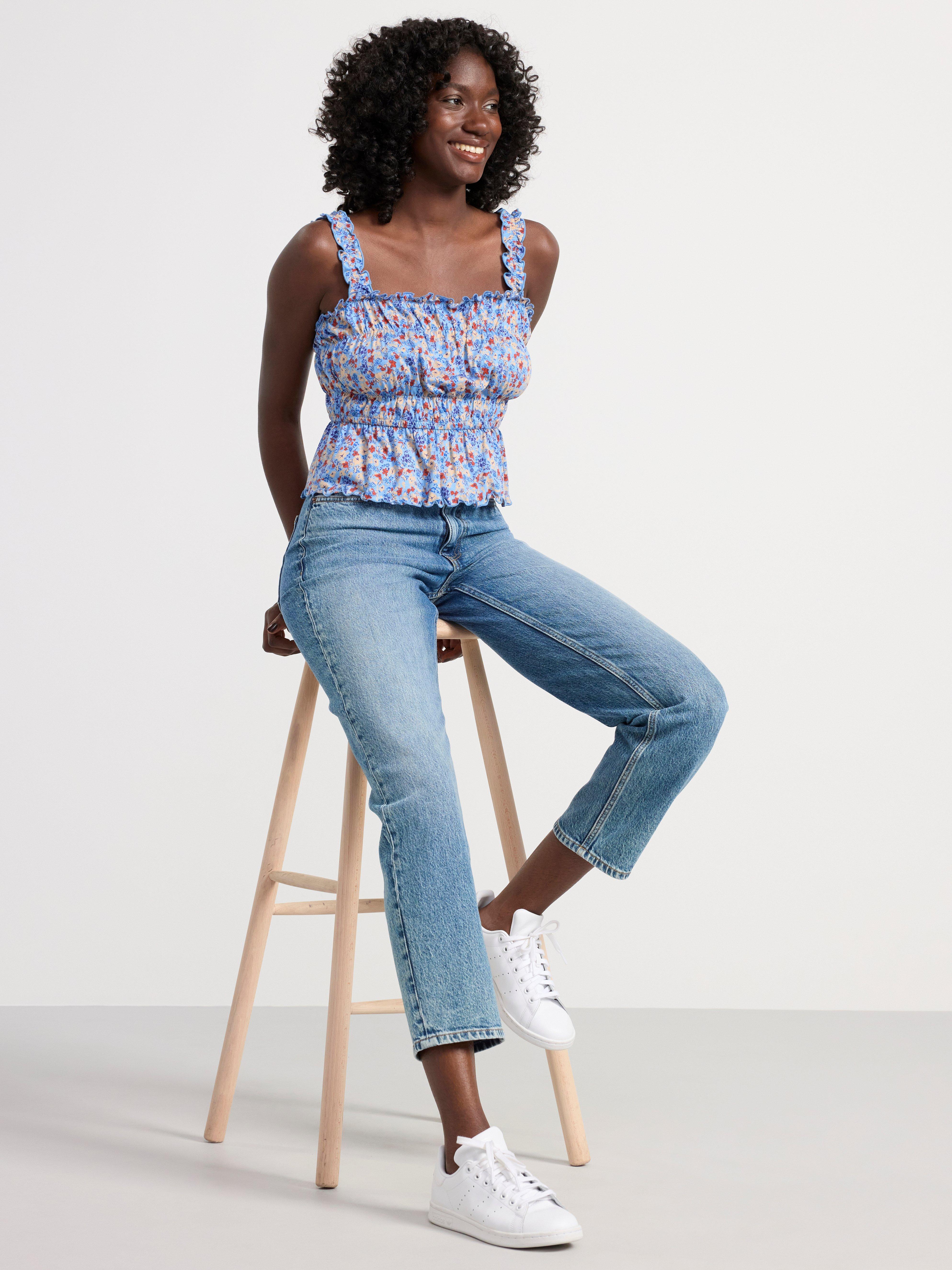Tank top with flowers Light Blue
