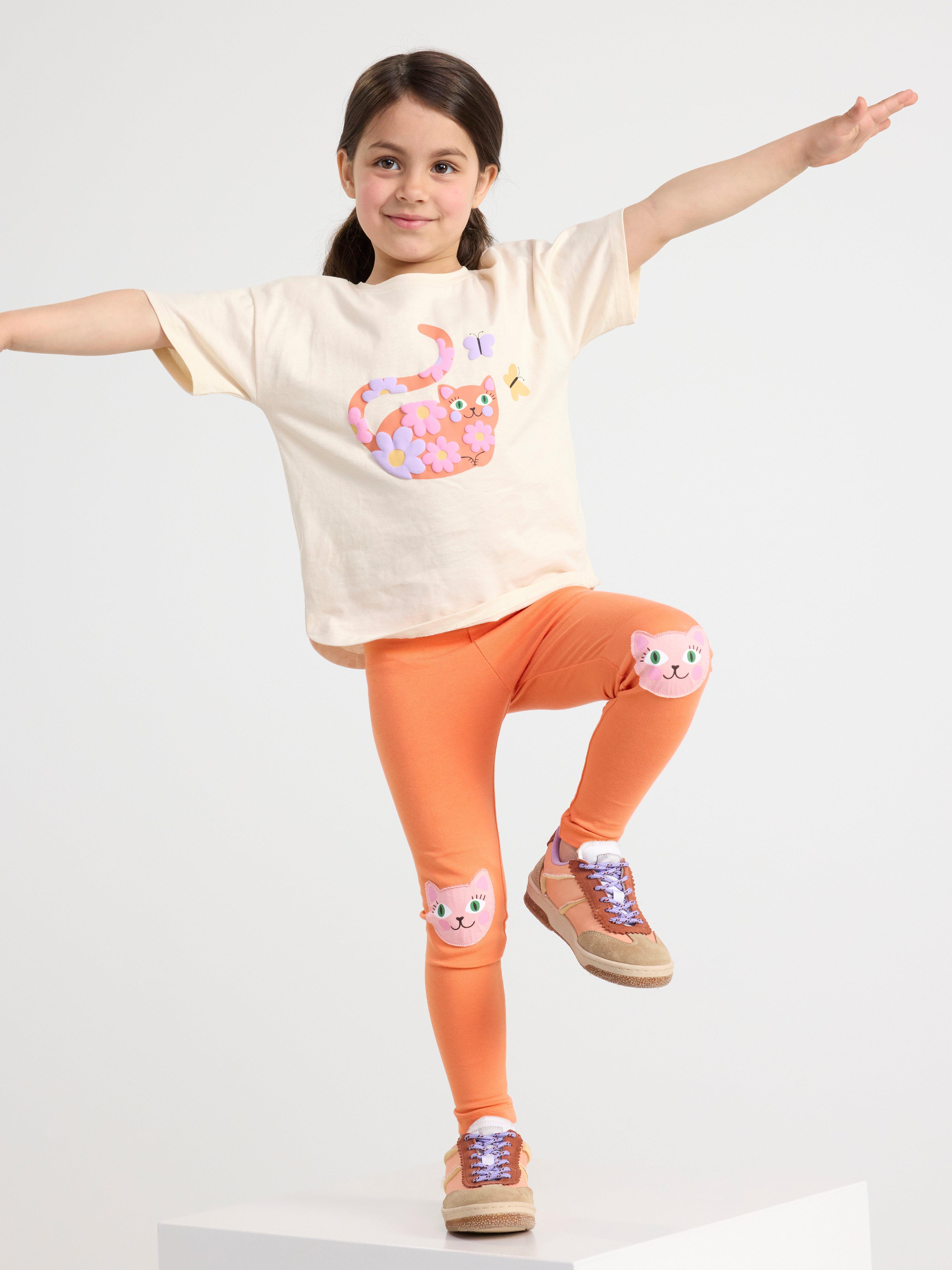 Leggings with cats Light Dusty Orange
