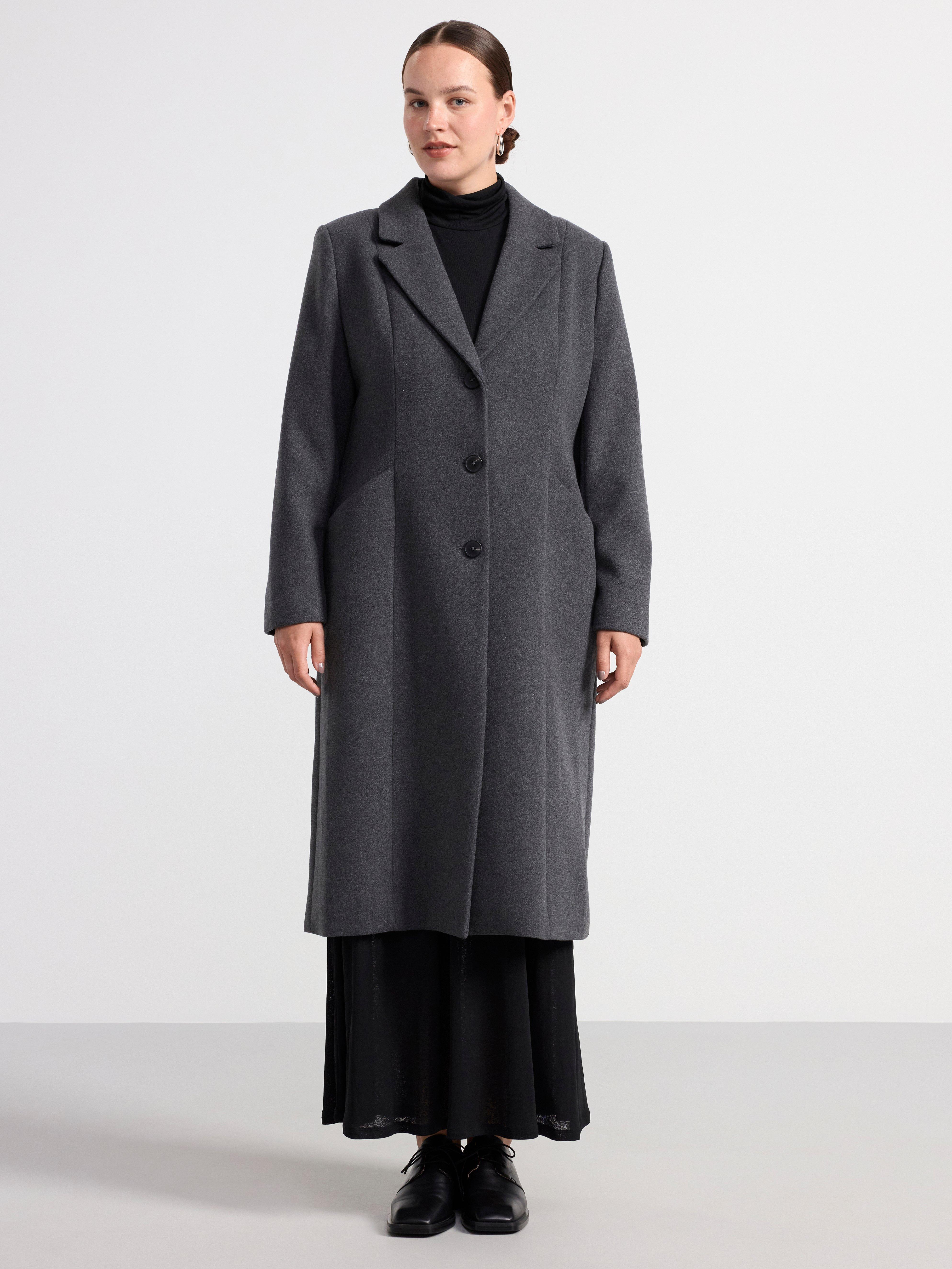 Coat in wool blend Dark Grey Melange