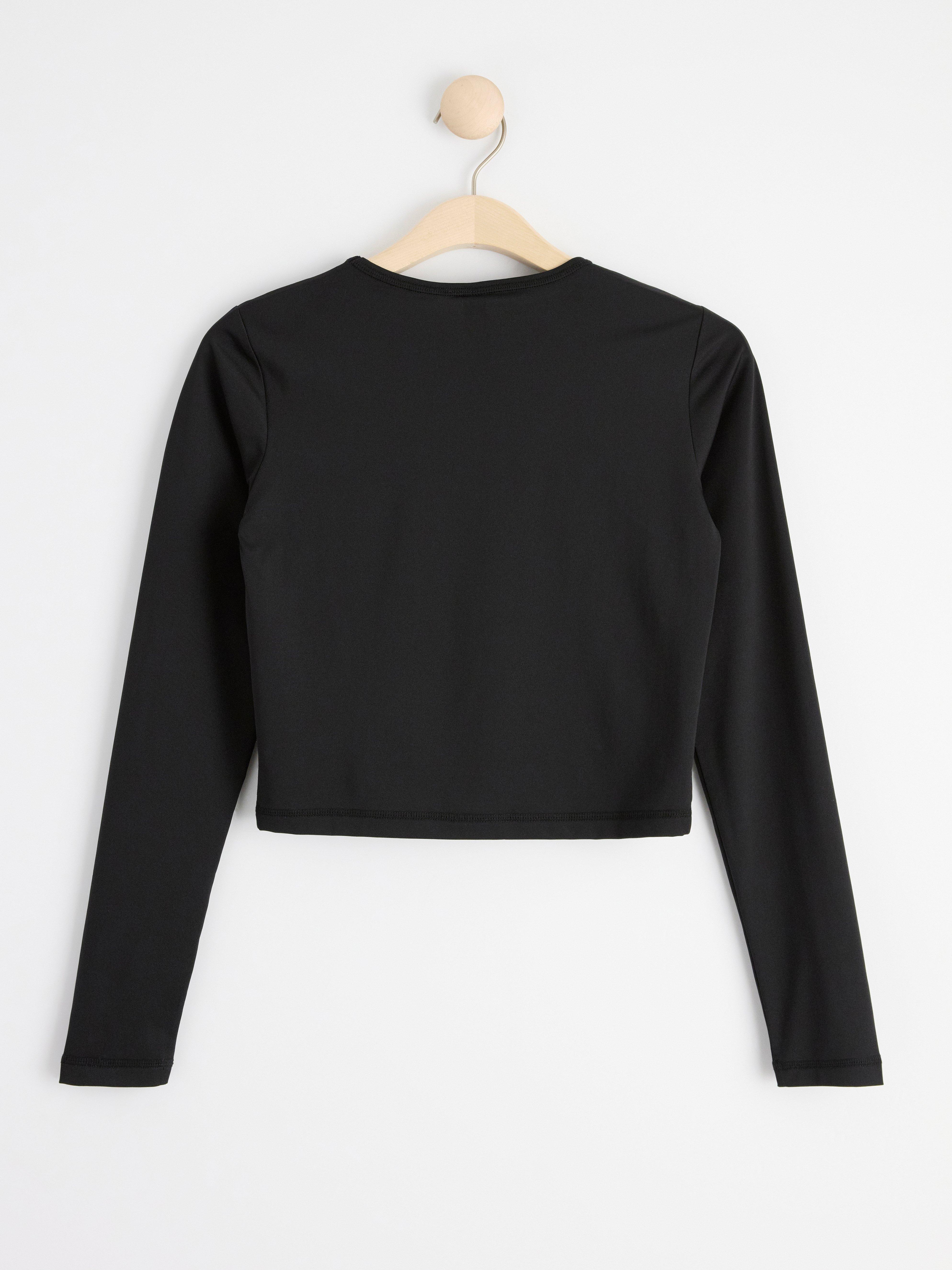 Cropped long sleeve sports top Black