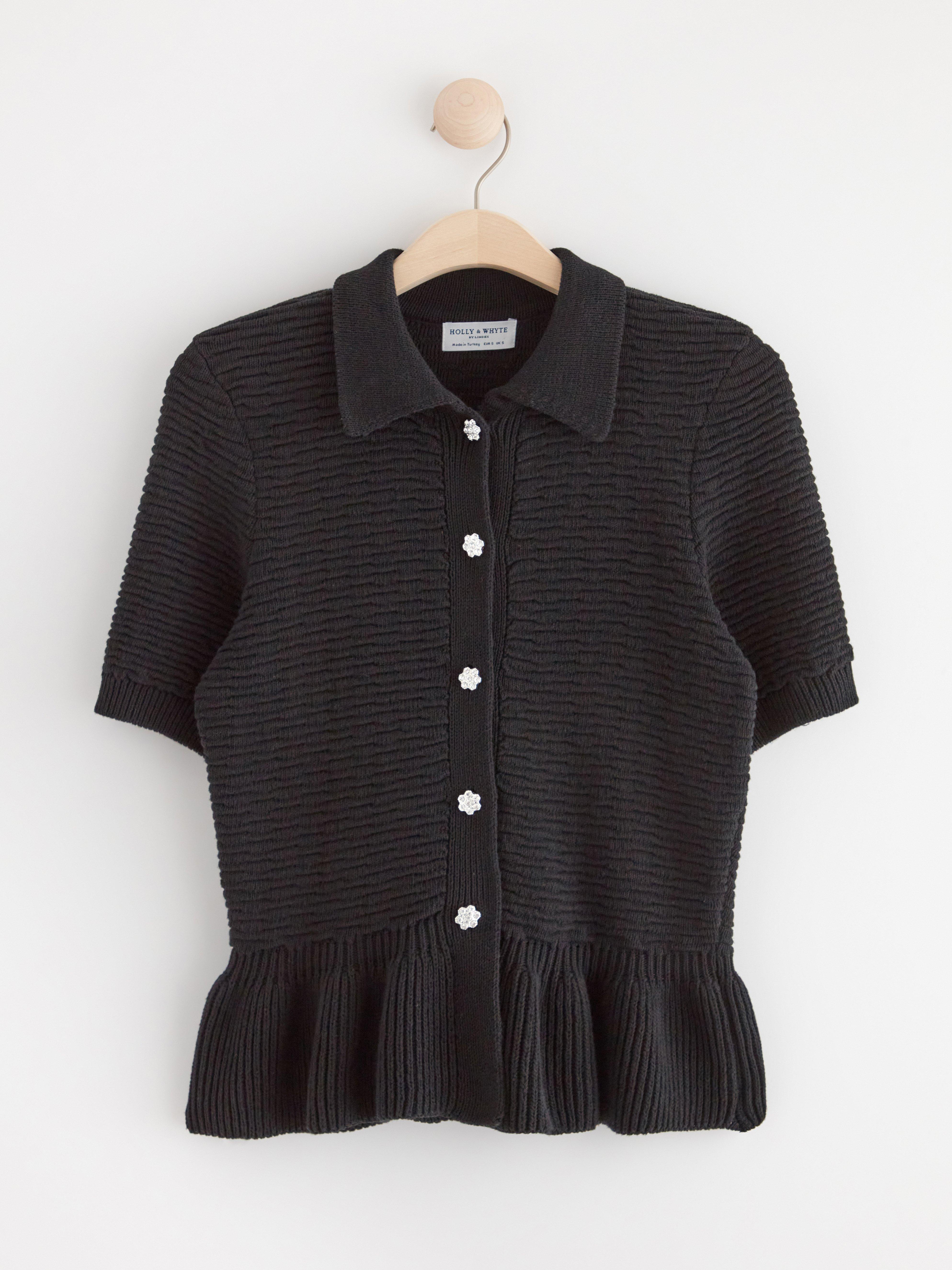 Knitted cardigan with short sleeves Black