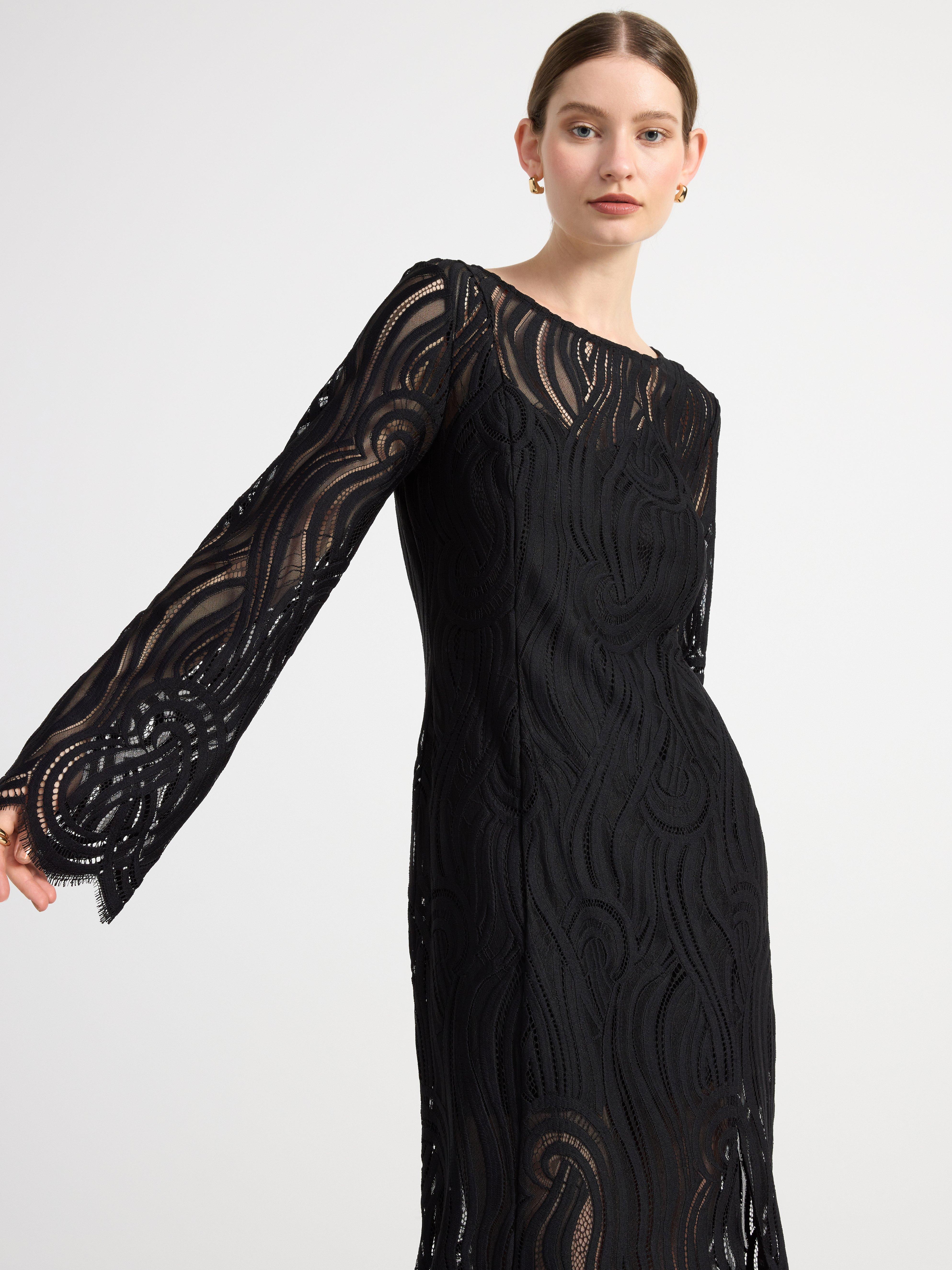 Maxi dress in lace Black
