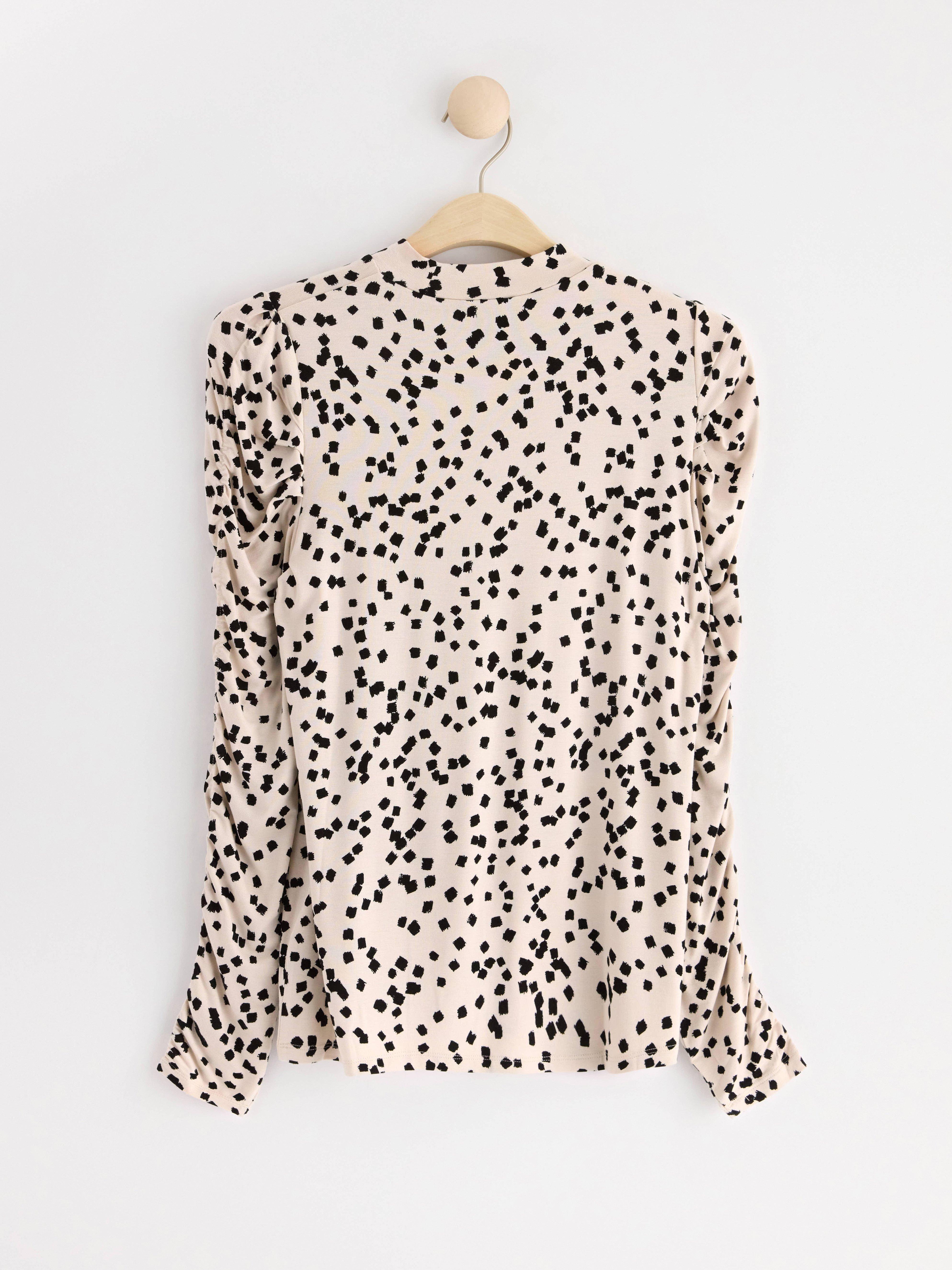 Long sleeve jersey top Light Beige