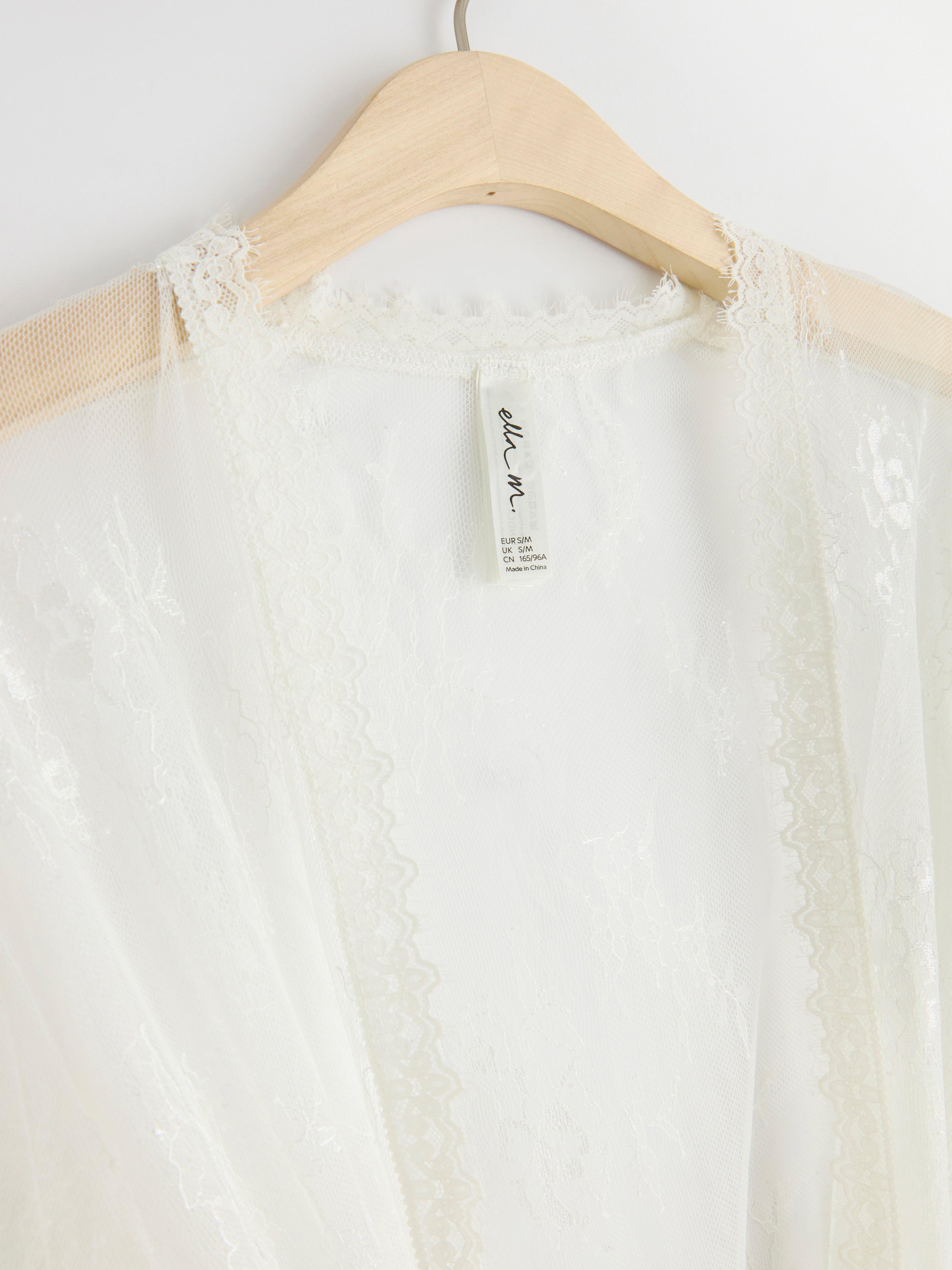 Short lace kimono Light White