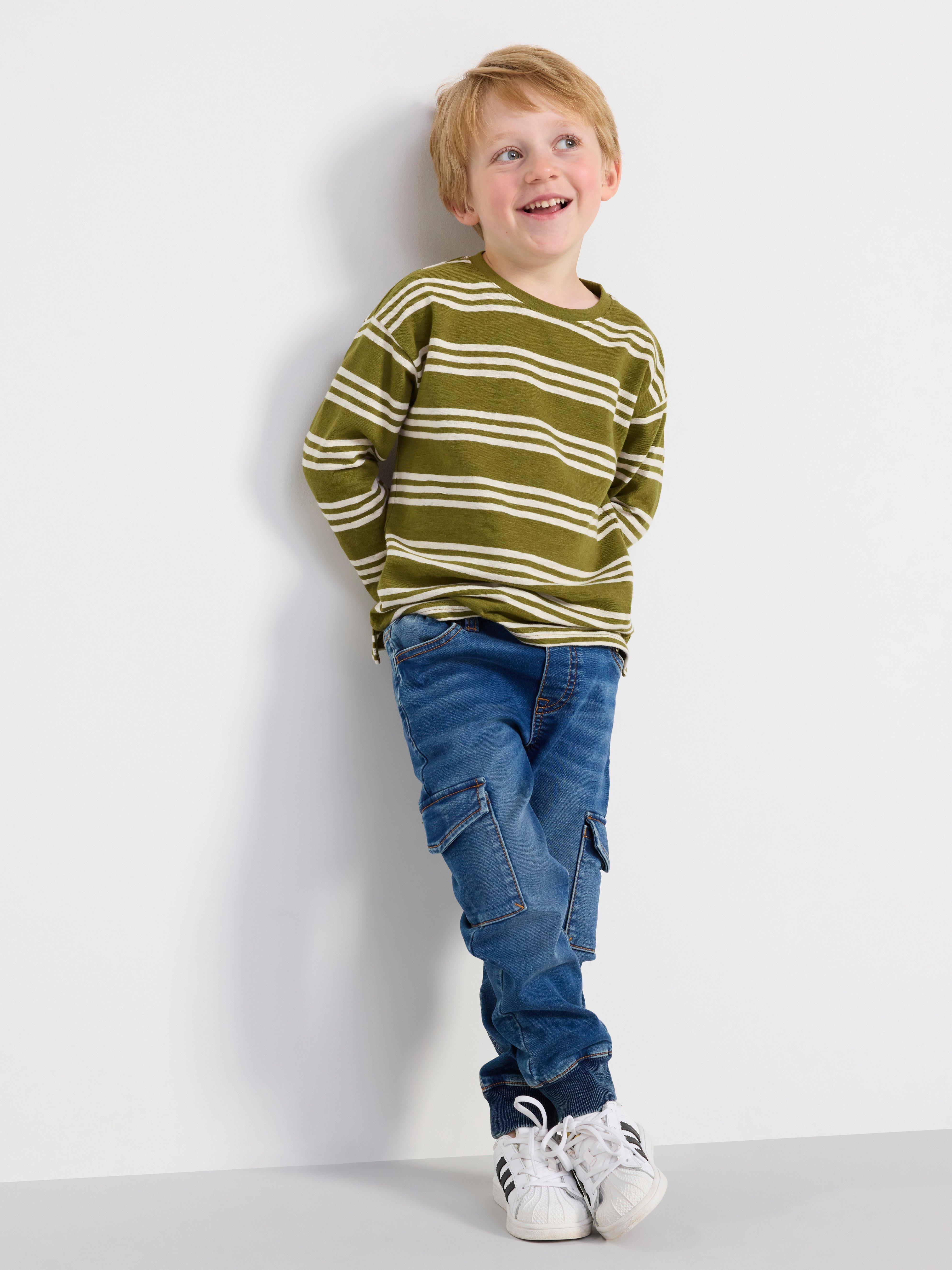 Long sleeve top with stripes Dark Green