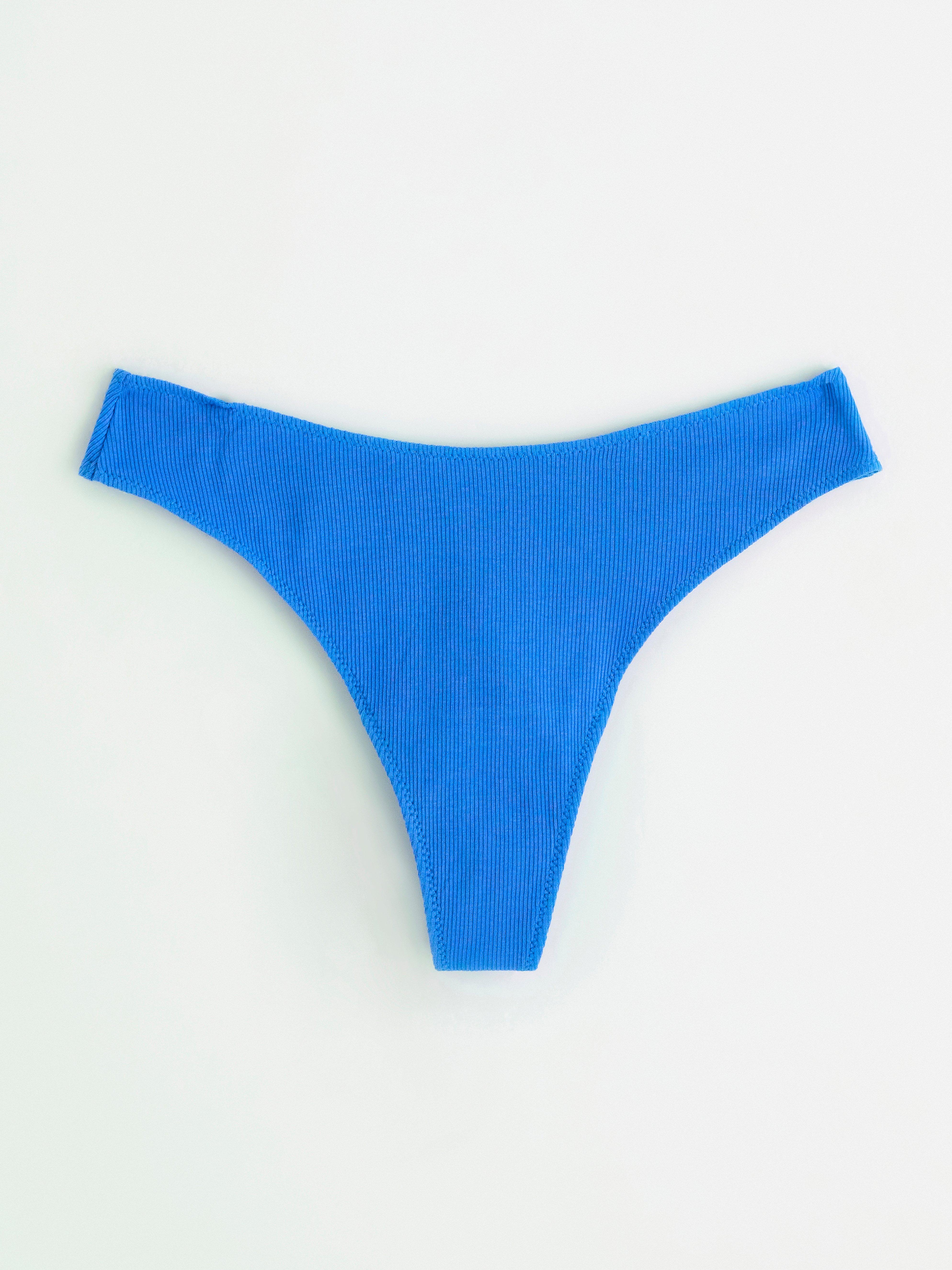 Ribbed thong low Blue